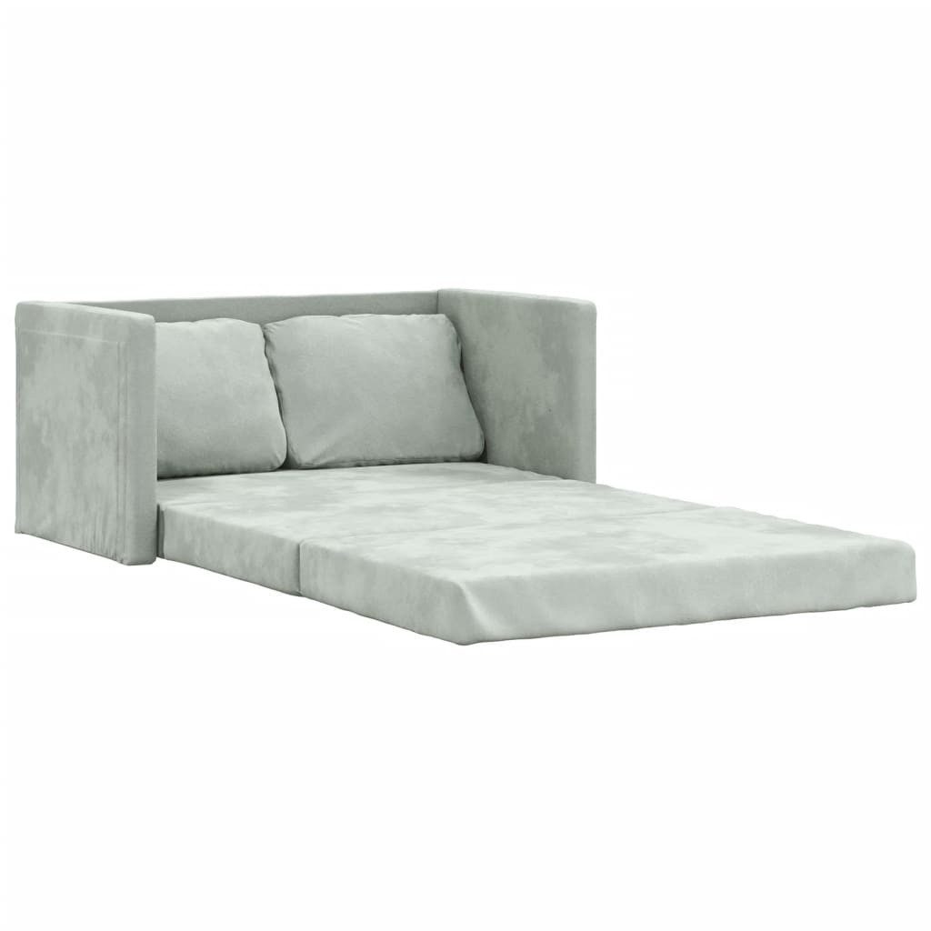 vidaXL Sofa Bodensofa mit Schlaffunktion Hellgrau 122x204x55 cm Samt, 1 Tei günstig online kaufen