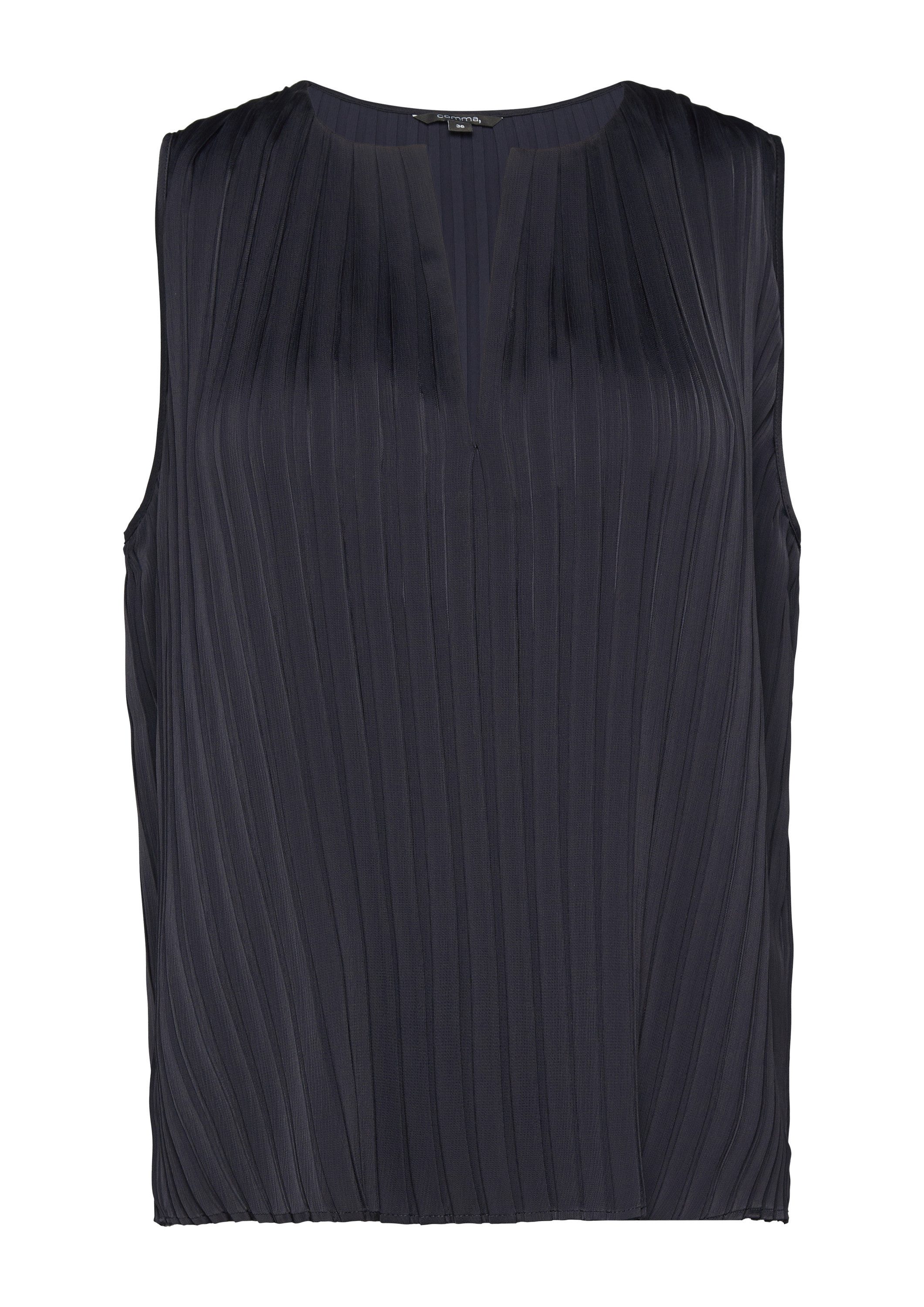 comma Blusentop Bluse Plissiertes Blusentop