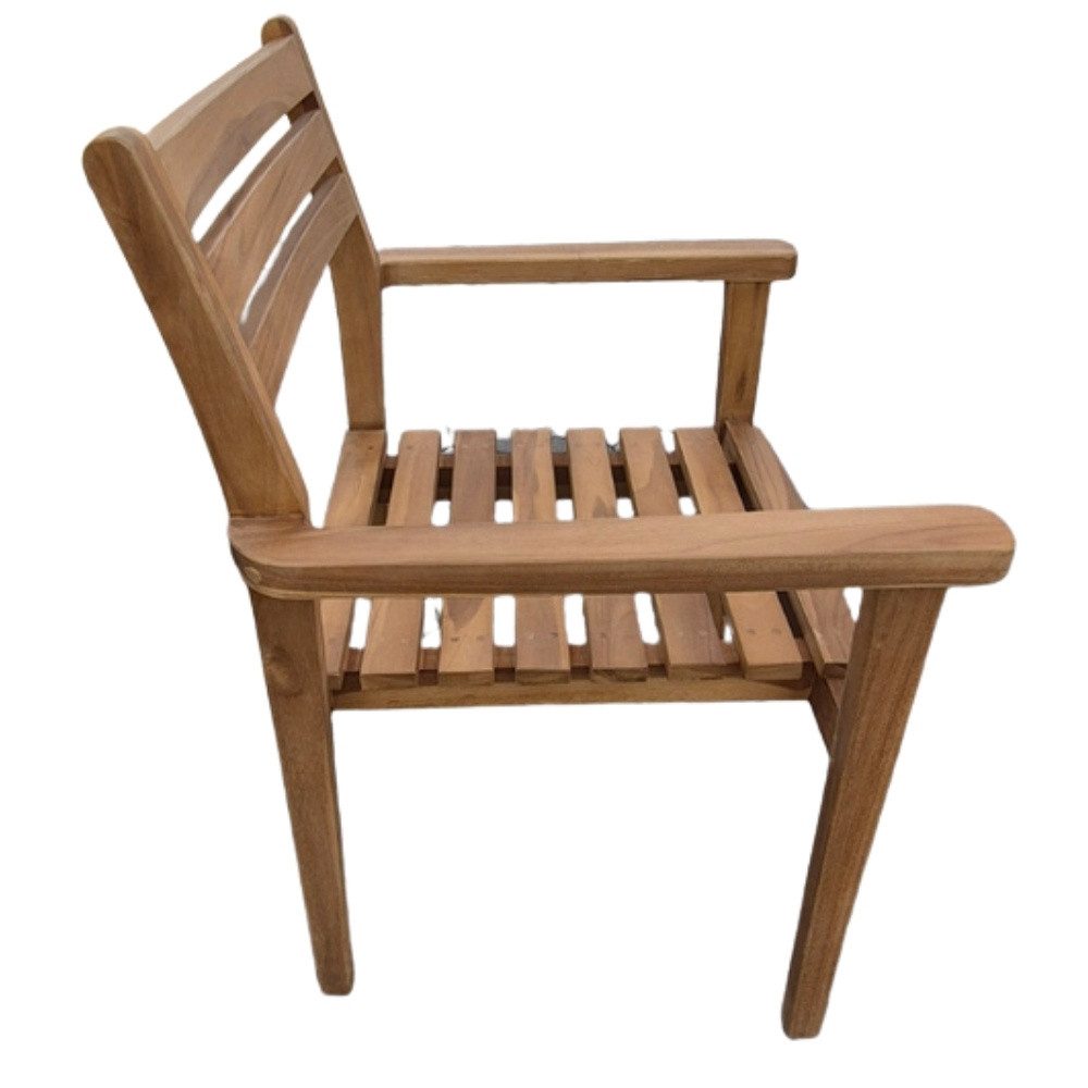 LebensWohnArt Stuhl 2er Set Teakstuhl MICA - stapelbar - Teakholz für Terrasse Balkon