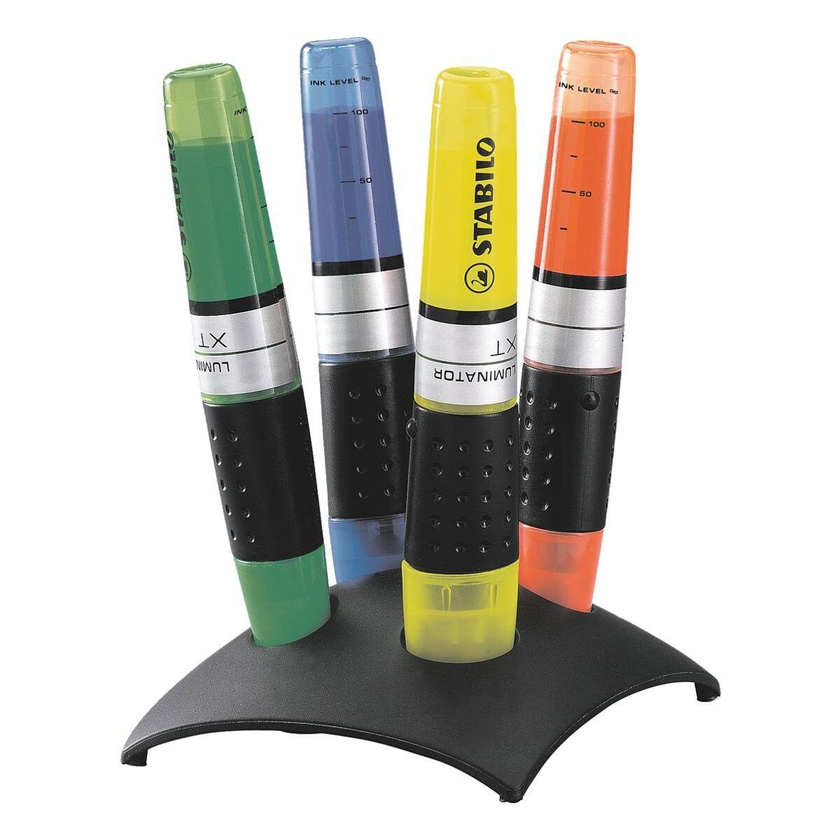 STABILO Marker Luminator®, (4-tlg), langlebige Textmarker mit Tischset gelb, grün, orange, blau