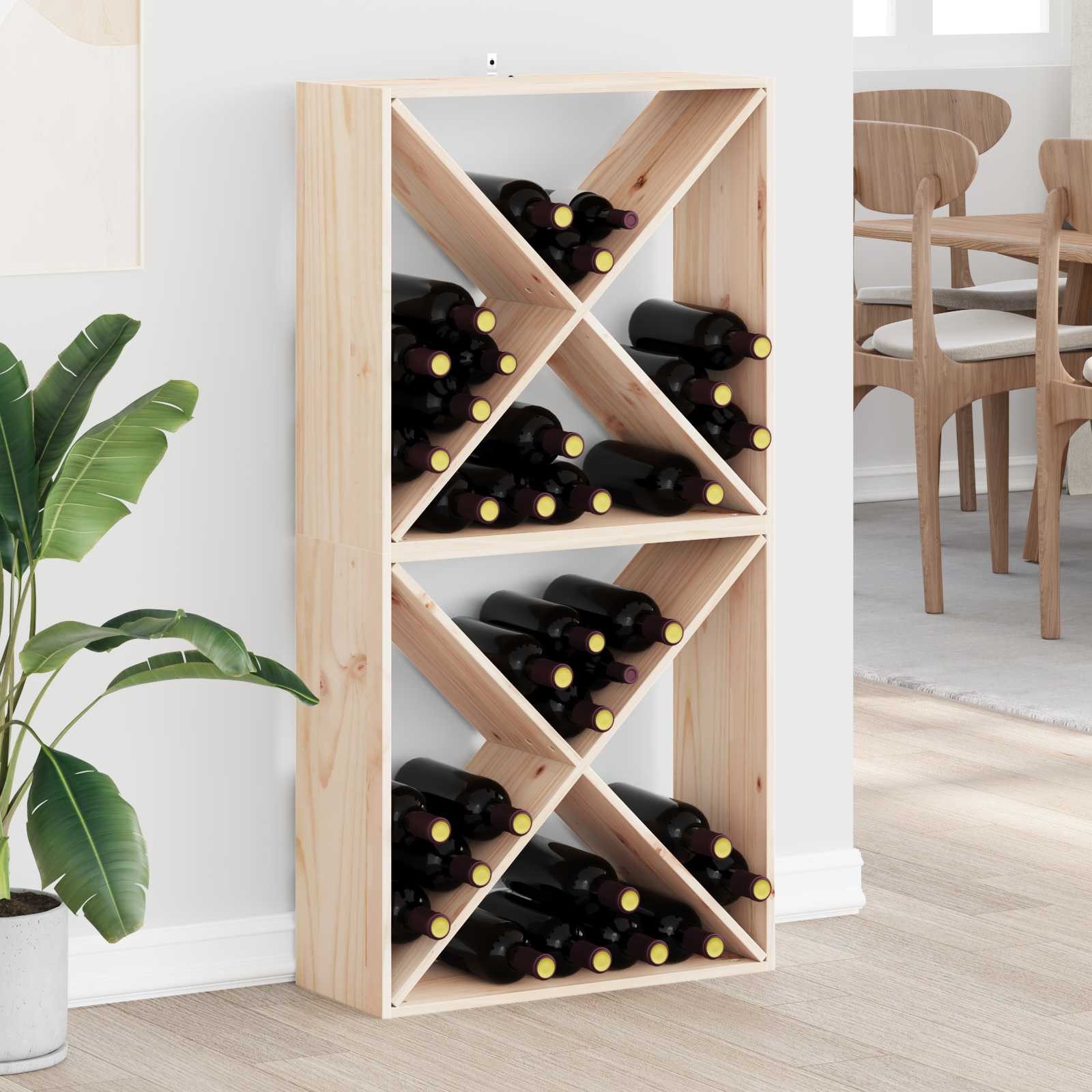 vidaXL Barschrank Weinregal 2 Stk. Natur 62 x 25 x 62 cm Massives Kiefernholz (2-St)