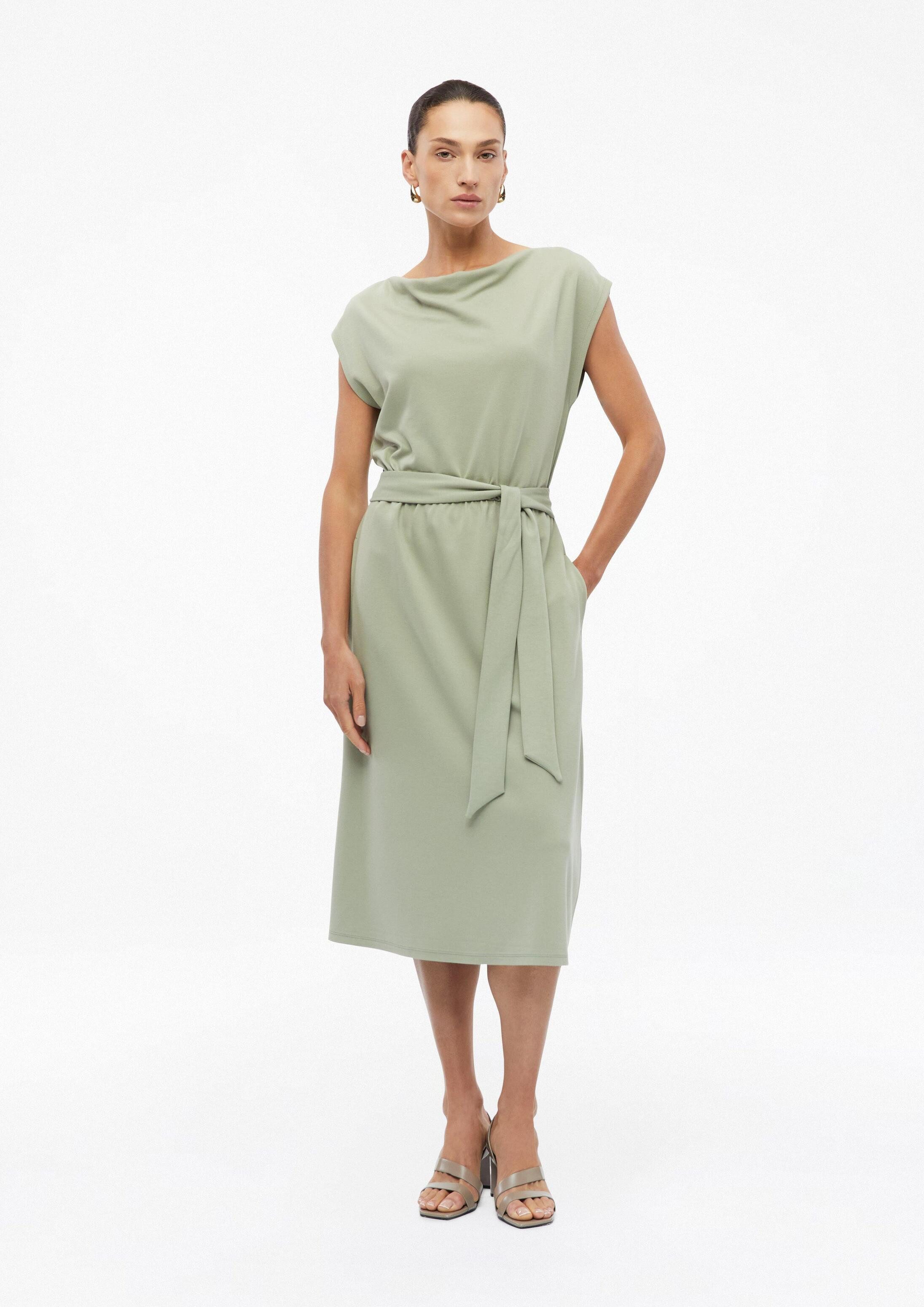 s.Oliver Minikleid Kleid Kurzes Kleid mit Wasserfall-Ausschnitt und Bindegürtel