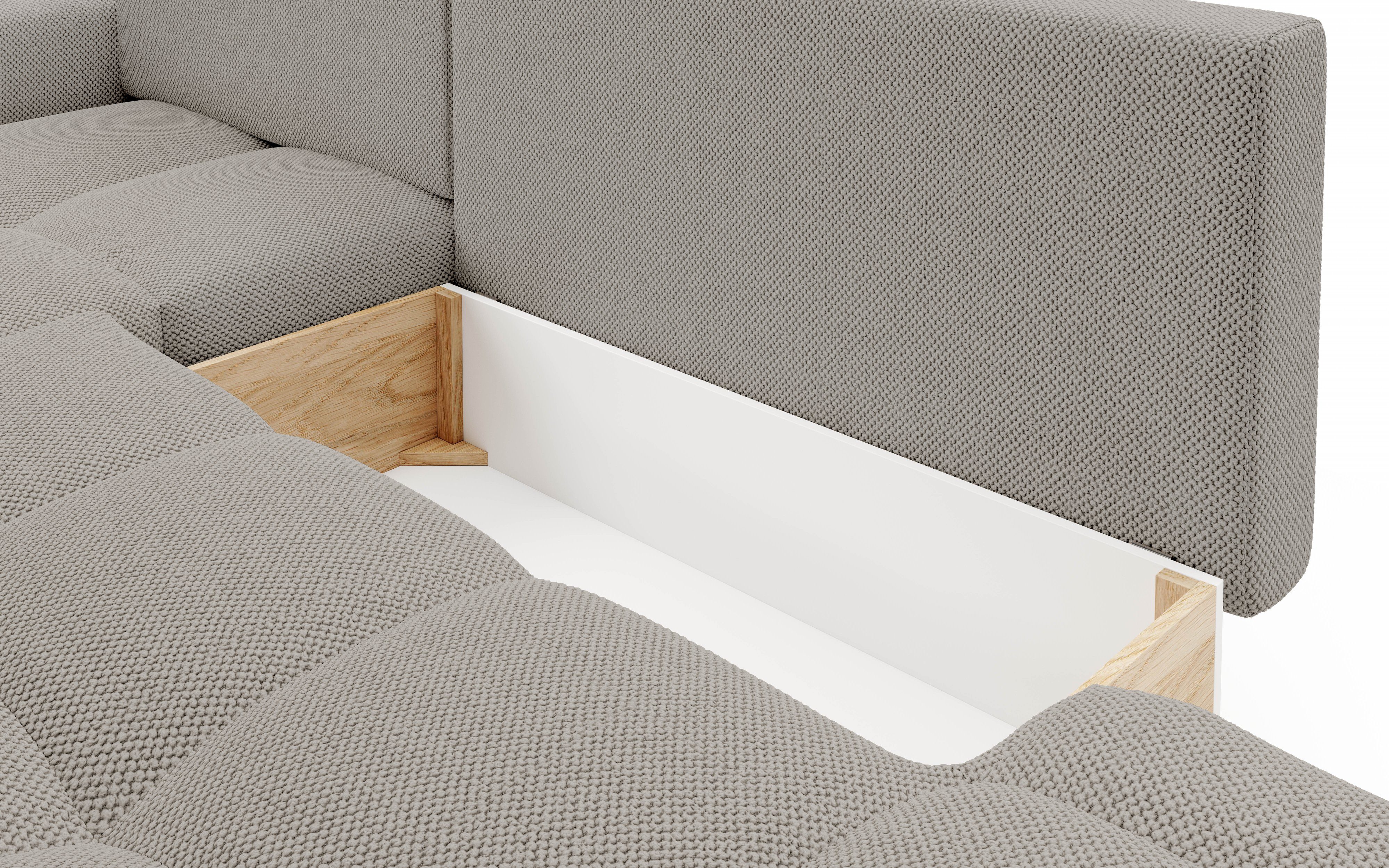 MOEBLO Ecksofa Sohan, L-förmige Wohnlandschaft mit Schlaffunktion & Bettkasten, Komfortable Polsterecke - mit Ottomane - Eckcouch Wohnlandschaft Sofa mit Ottomane Eckgarnitur Polsterecke, (BxHxT):288x90x176cm