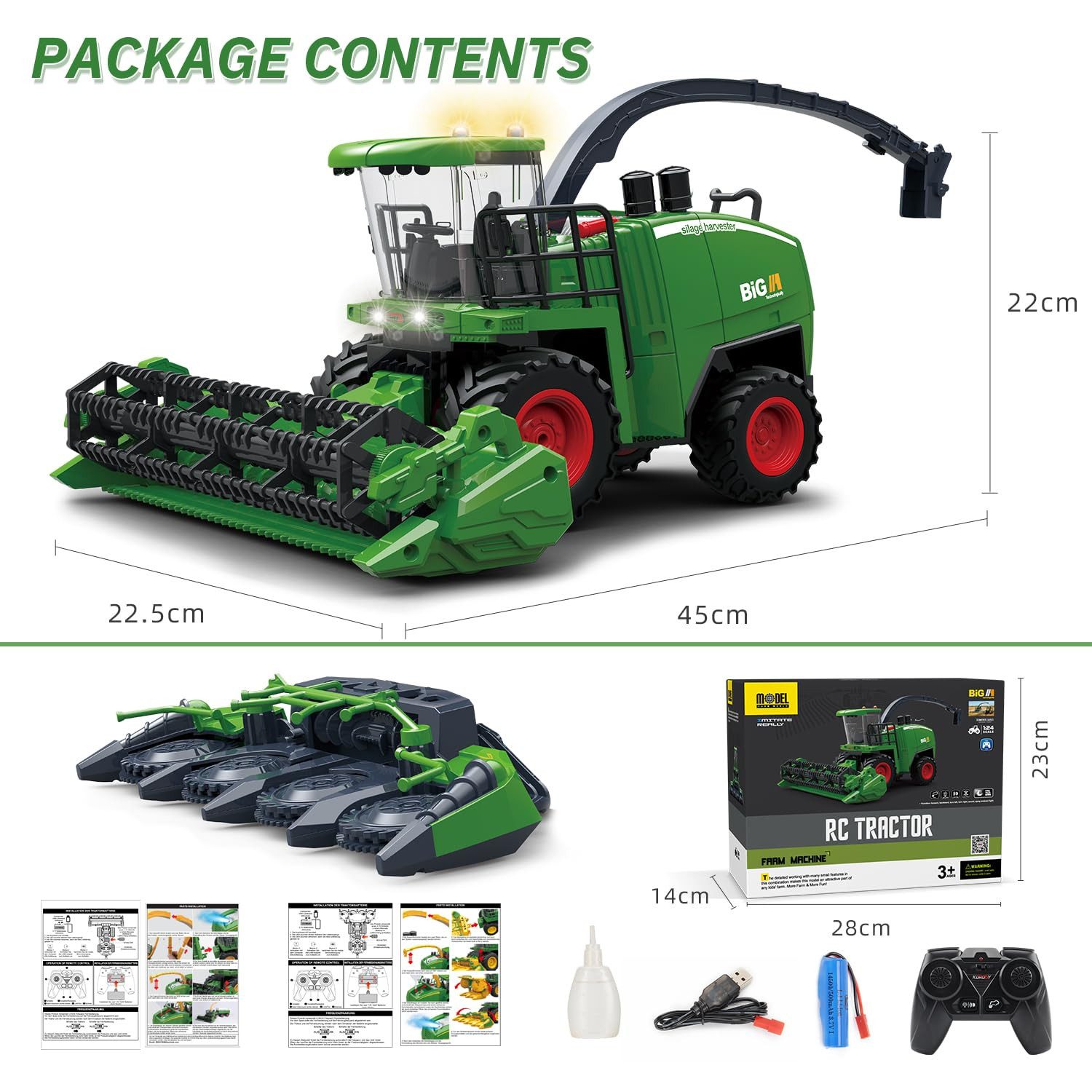 ZEUOPQ RC-Traktor RC Bauernhofspielzeug Ferngesteuertes Mähdrescher-Traktor günstig online kaufen