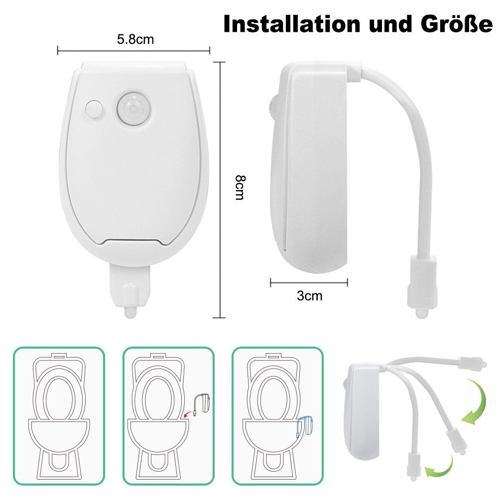 Rosnek Nachtlicht PIR-Bewegungssensor, mit Batteriebetrieb, für Kinder-Bade günstig online kaufen