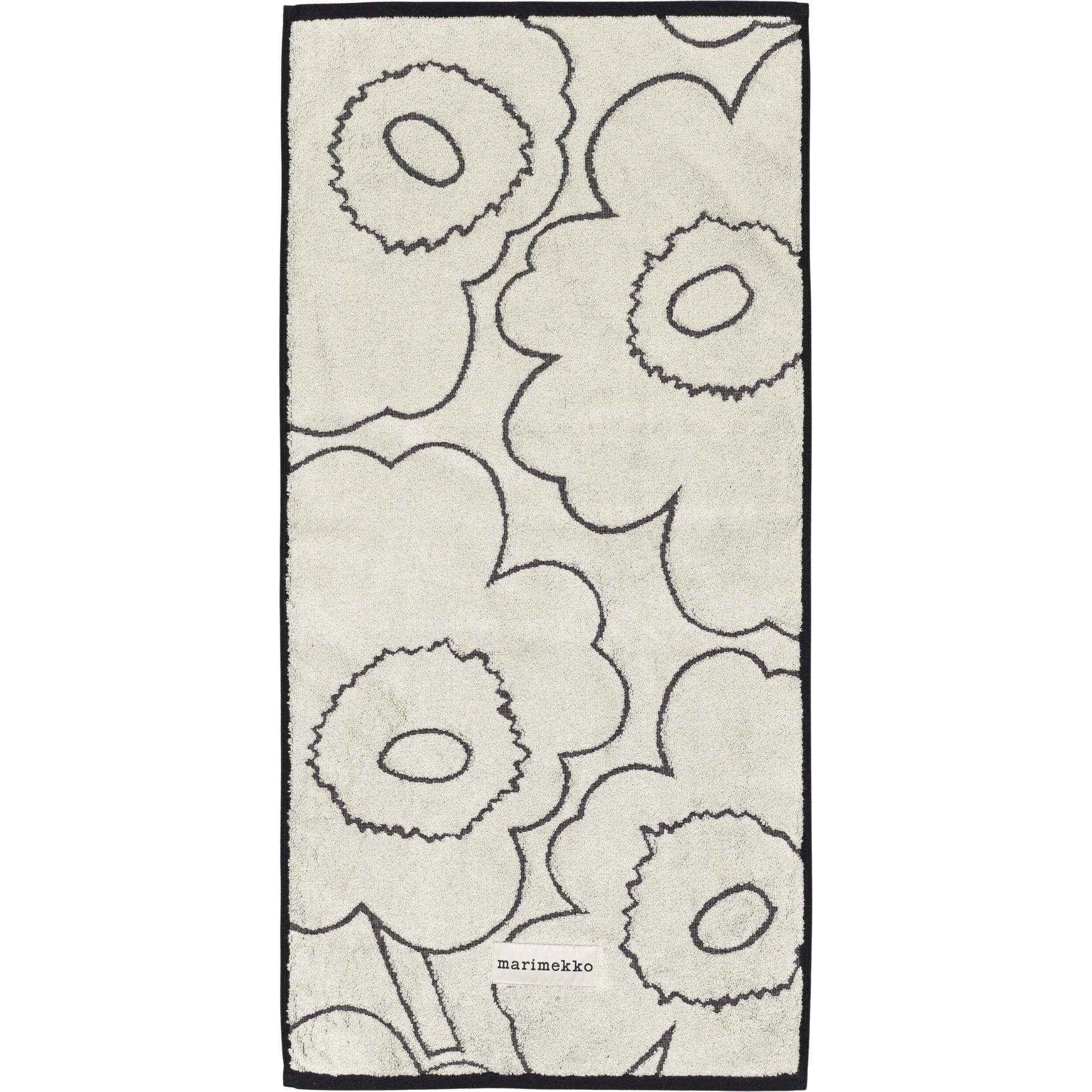 Marimekko Badetücher Handtuch Piirto Unikko Ivory / Black (50x100cm)