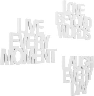 andas Wanddekoobjekt Schriftzug Live every Moment - Love beyond Words - Laugh every Day (3 St), Wanddeko