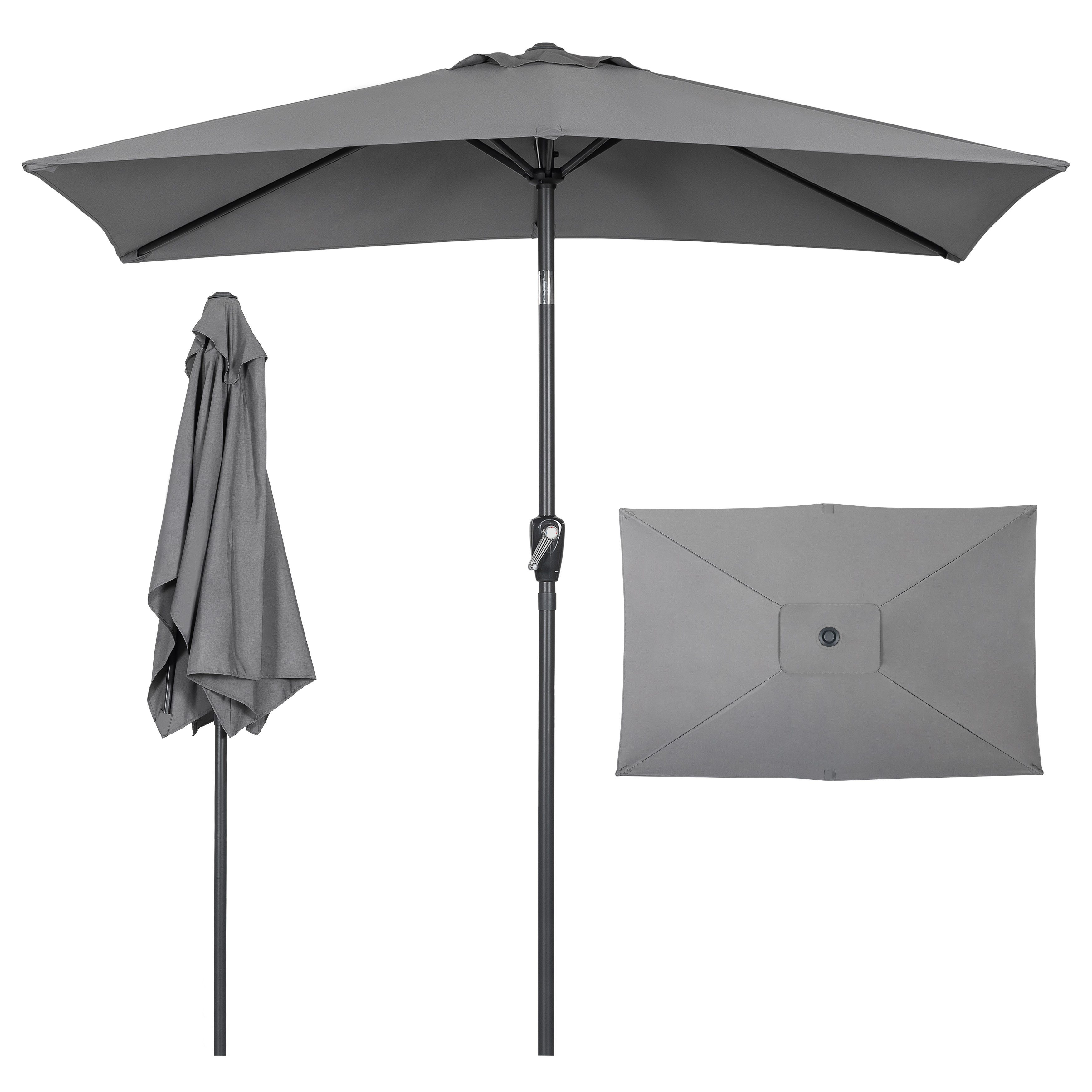 Avestar Sonnenschirm mit Kurbel und Neigungsverstellung, Marktschirm Gartenschirm, LxB: 211,8x133,5 cm, Terrassenschirm Rechteckig 211,8 x 133,5 cm