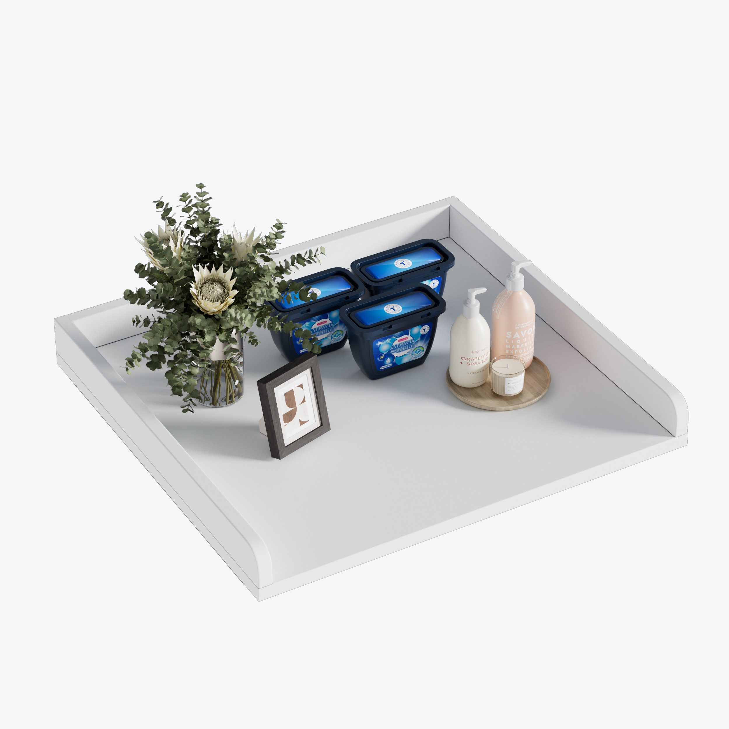 TWSOUL Arbeitsplatte Waschmaschinenaufsatz 61×60 cm mit Rand,Rutschfeste Unterlage für, Waschmaschine & Trockner, Weiß