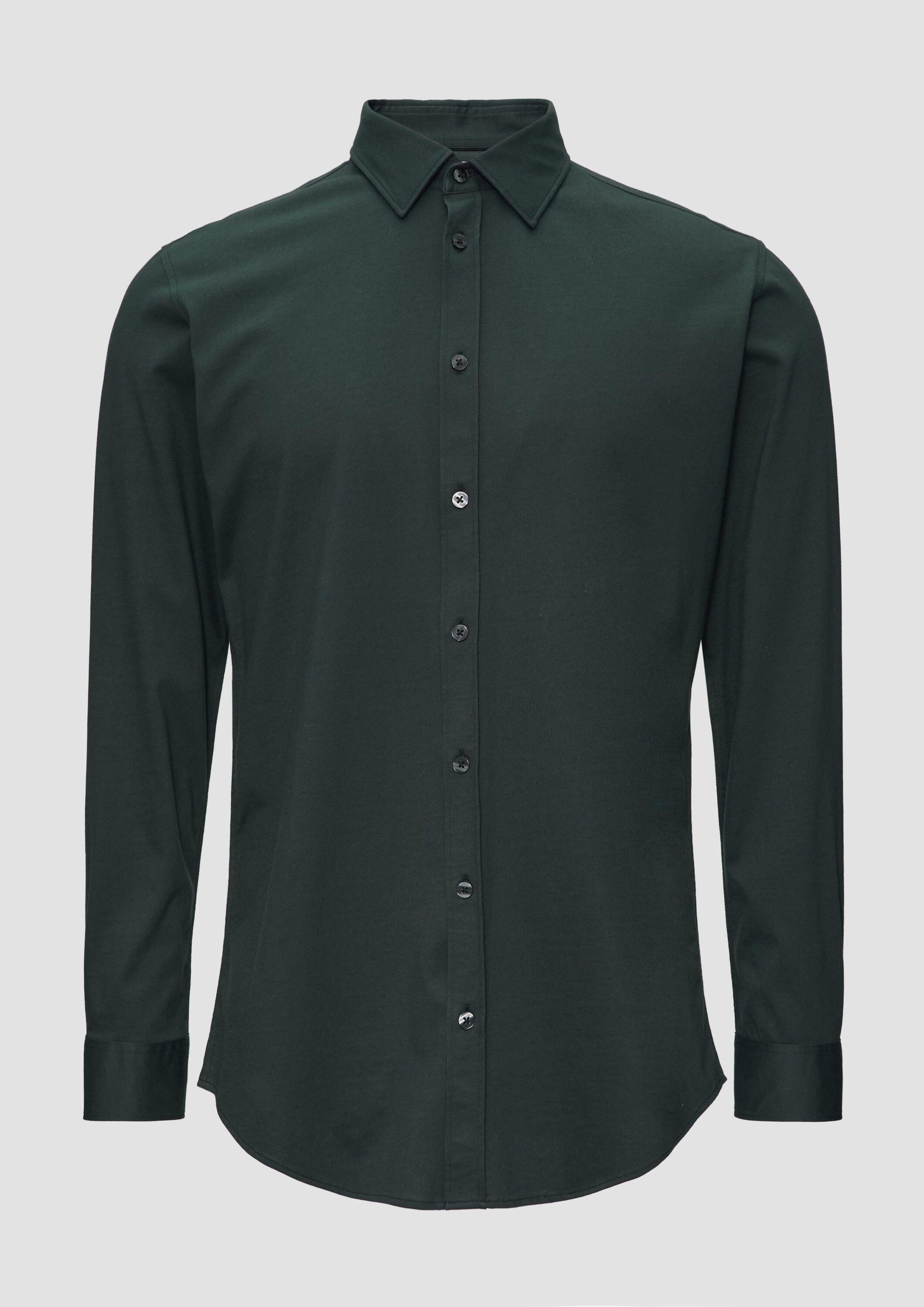 s.Oliver Langarmhemd Hemd Tailored Fit: Jersey-Hemd aus Baumwollstretch