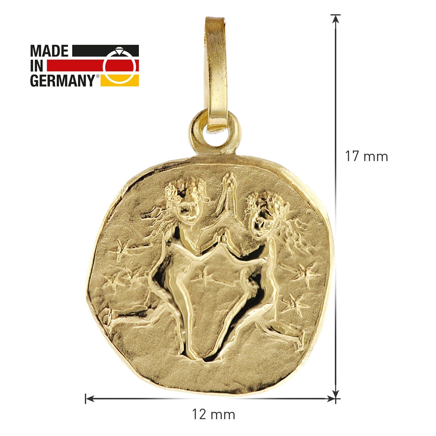 Anhänger Gold Kette Anhänger mit Zwilling trendor Kette + 333 Sternzeichen für