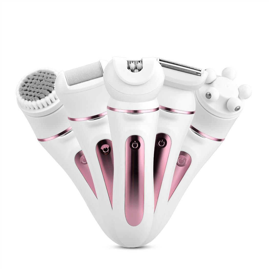 CkeyiN Pro Elektrokörperrasierer Intimrasierer für Frauen,Damenrasierer,Elektrischer Rasierer Damen, Kann unter fließendem Wasser abgewaschen werden, Aufsätze: 1, 5 Klingen,LED-Licht,IPX6 Wasserdicht,100 Min Laufzeit, für Gesicht/Beine/Körper/Bikinizone