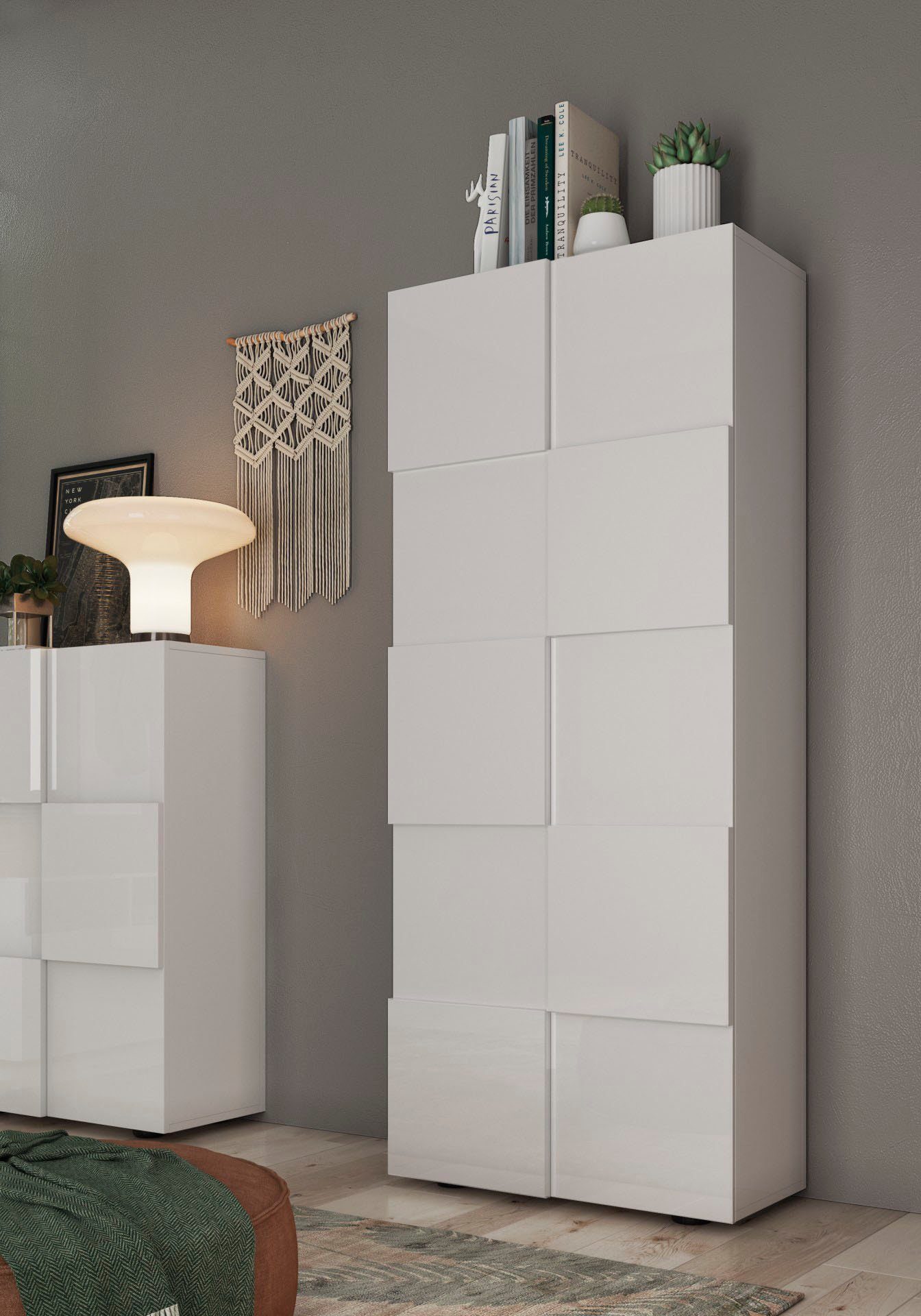 Home affaire Garderobenschrank Dama Breite 78, Höhe 187 cm, Front 3D-Optik, Kleiderstange, 2 Einlegeböden, viel Stauraum