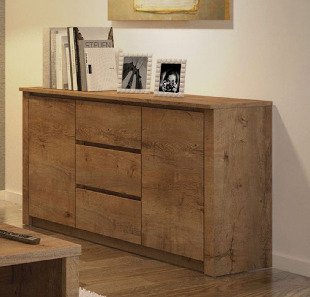 Feldmann-Wohnen Kommode Montana (1 St), 140cm eiche lefkas grifflos