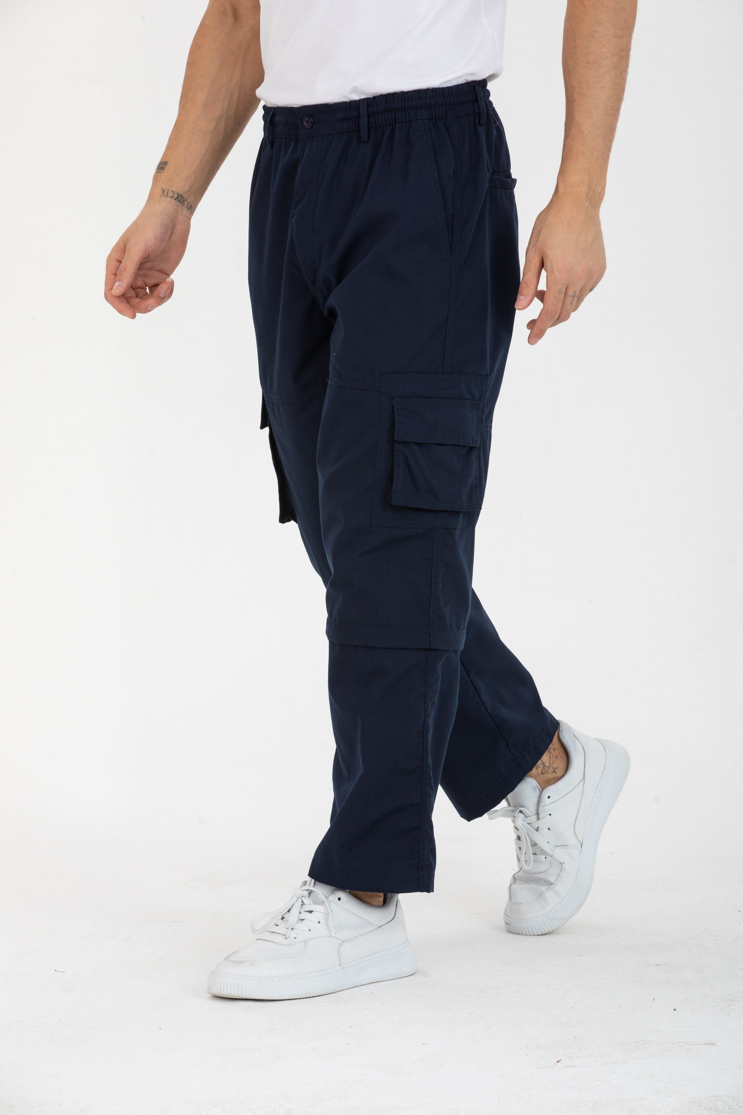 Kendindza Collection Cargohose Herren Zipp Off Cargohose Dehnbund Arbeit Hose Rangerhose Cargo Hose Gummibund elastisch, abnehmbare Beine, 6 Taschen