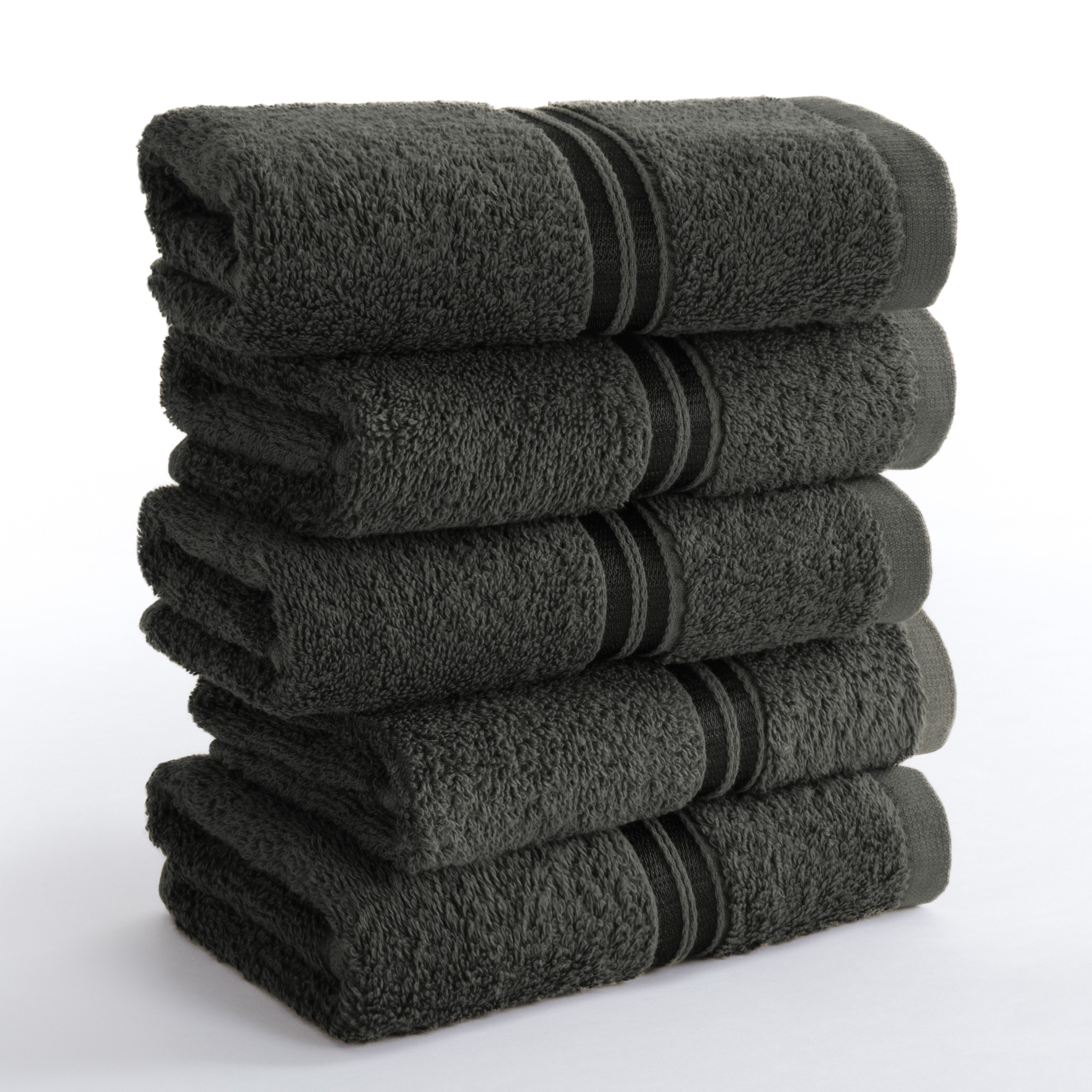 HAMMETEX Gästehandtücher 5er Set, 30x50 cm, weich & saugstark, 100% Baumwolle, Frottier (5-St), mit Bordüre, einfarbig, Schlaufe, 100% Baumwolle Frottee