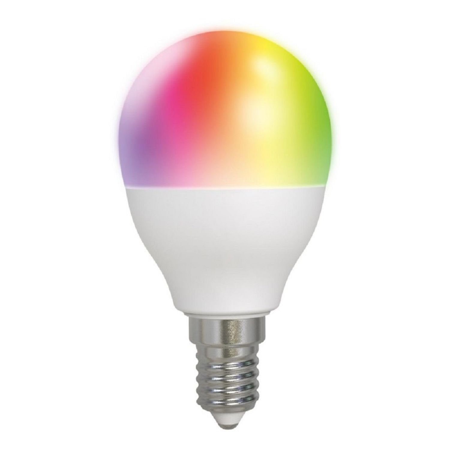 DELTACO SMART HOME LED-Leuchtmittel SH-LE14G45RGB inkl. Herstellergarantie Birne E14, 5W Smarte Jahre 5 dimmbar RGB, LED für E14-Sockel