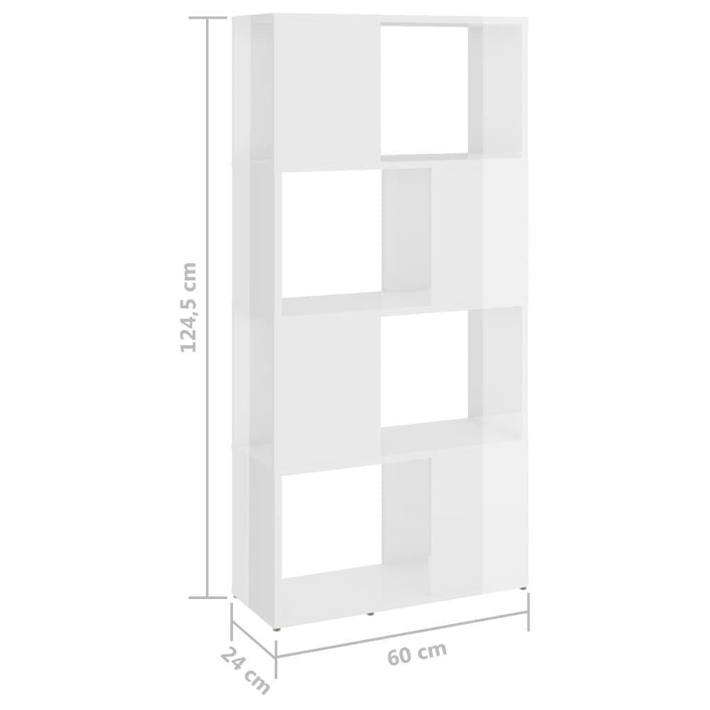 60x24x124,5 Raumteiler furnicato Bücherregal Hochglanz-Weiß cm