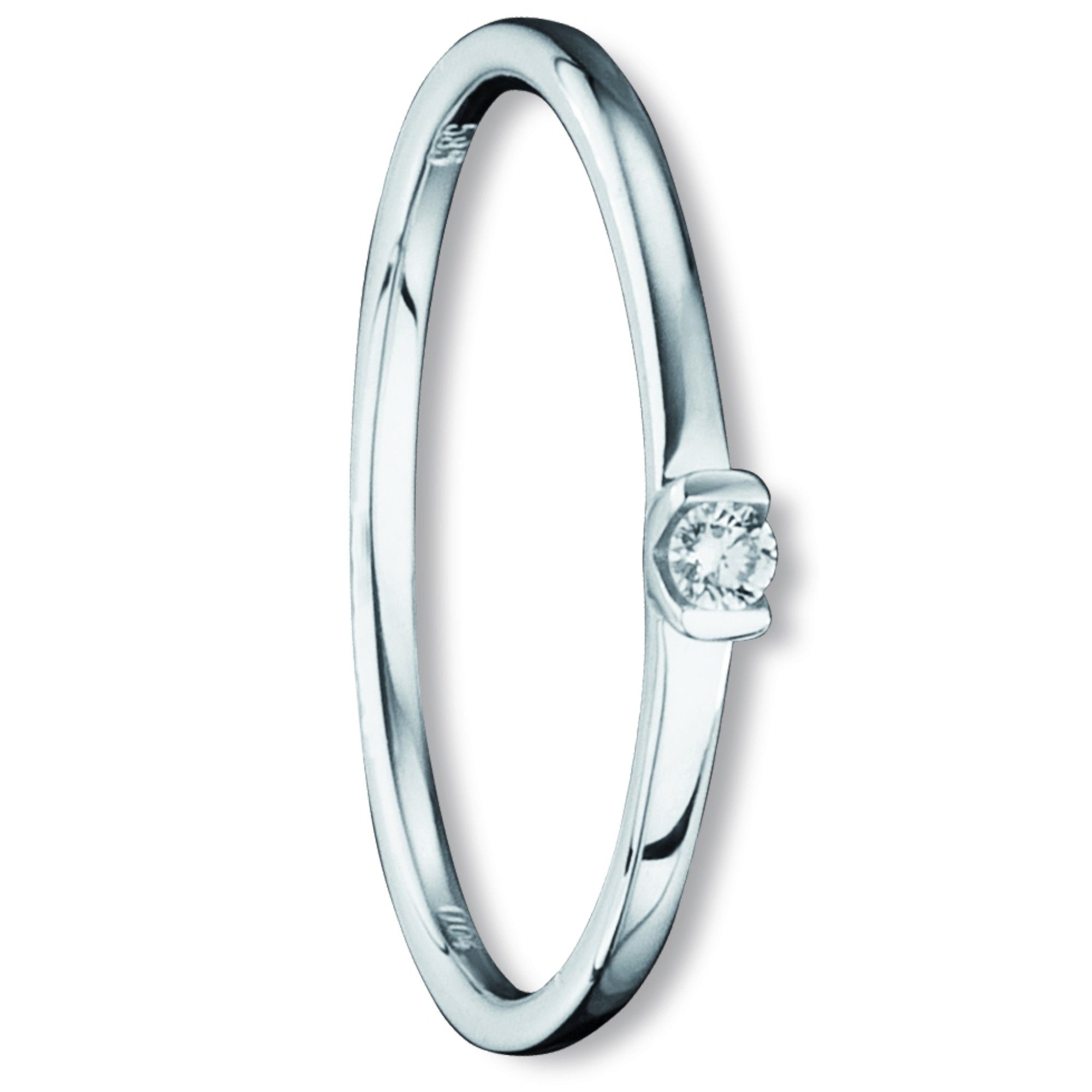 ct Ring aus 585 Damen ONE Brillant ELEMENT 0.04 Weißgold, Diamant Schmuck Gold Diamantring