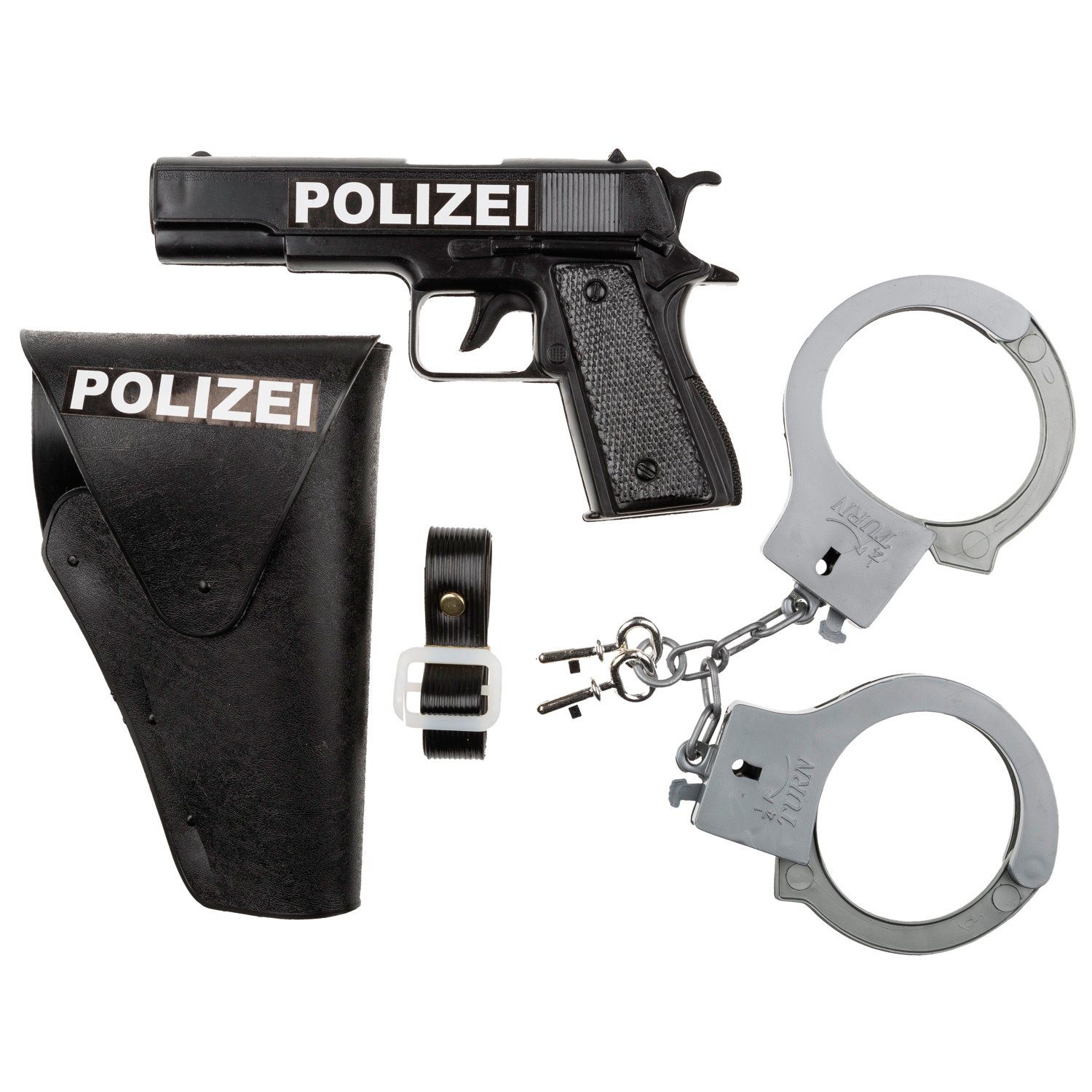 Idena Spielzeug-Polizei Einsatzset Idena 8040007 - Polizei Set, Pistole, Halfter und Handschellen, Spiels, (Pistole, Halfter und Handschellen)