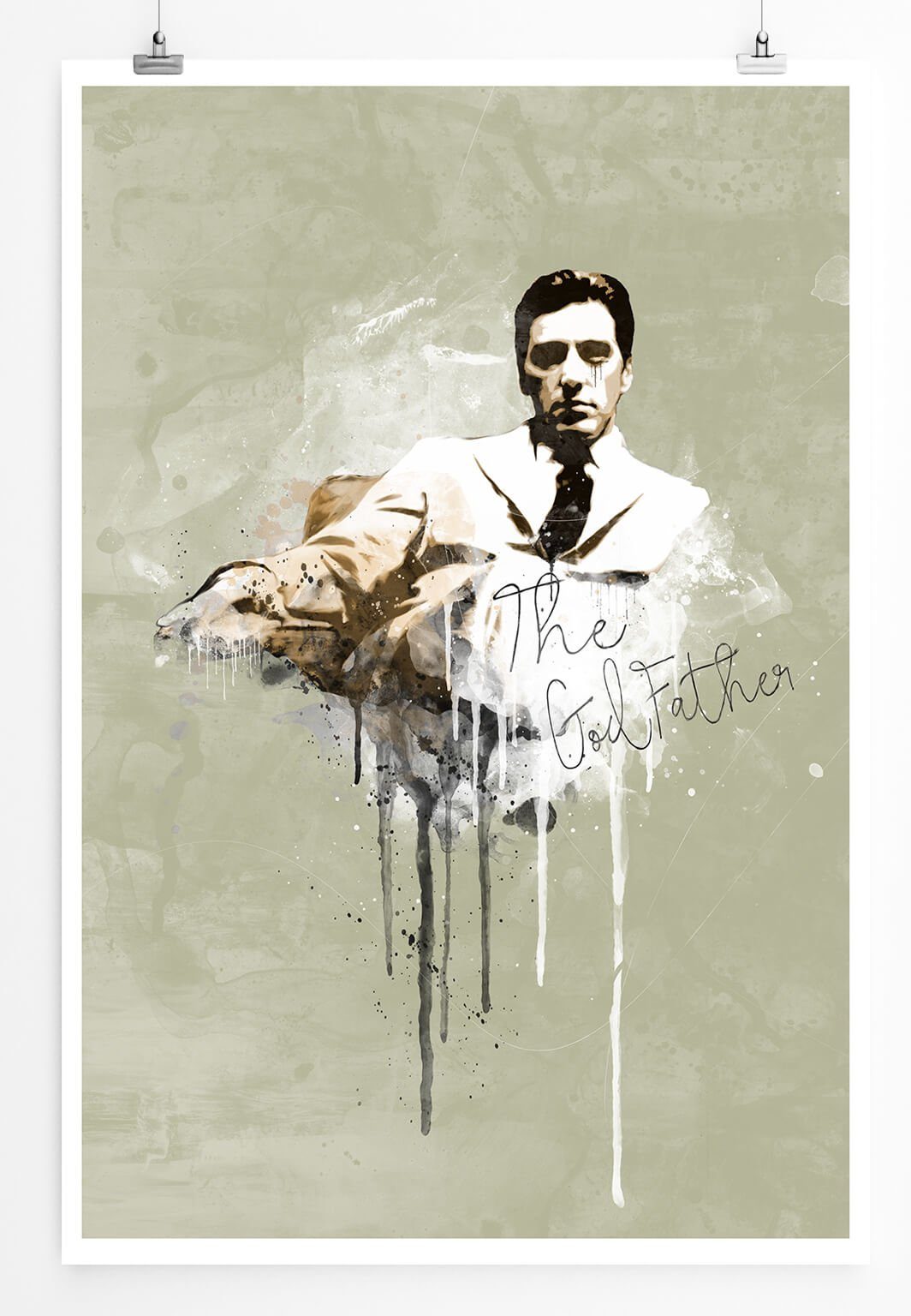 Sinus Art Leinwandbild The GodFather Al Pacino 90x60cm Paul Sinus Art Splash Art Wandbild als Poster ohne Rahmen gerollt