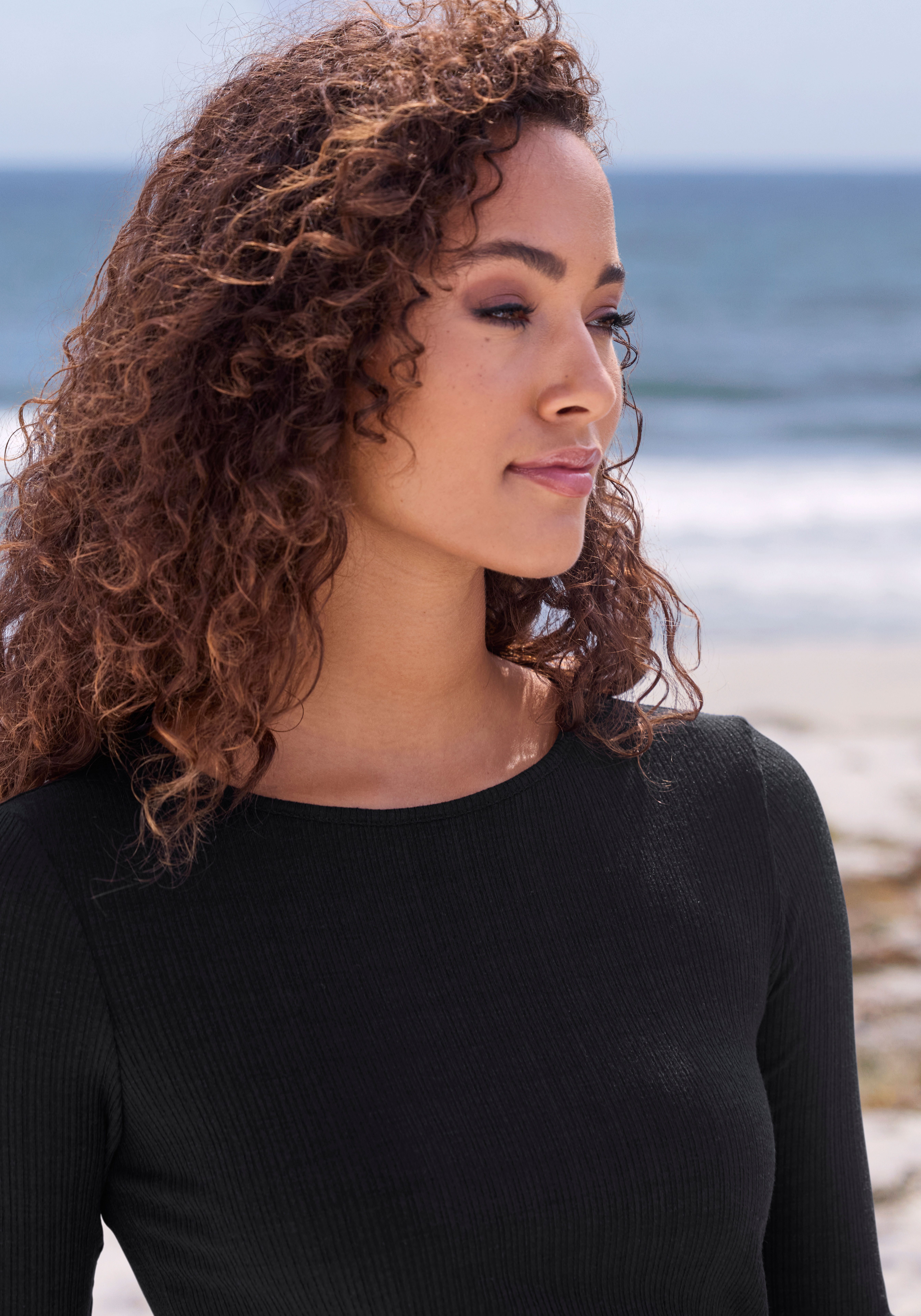 Vivance Langarmshirt mit sommerlicher Rippstruktur aus weichfließender Qualität mit Viskose