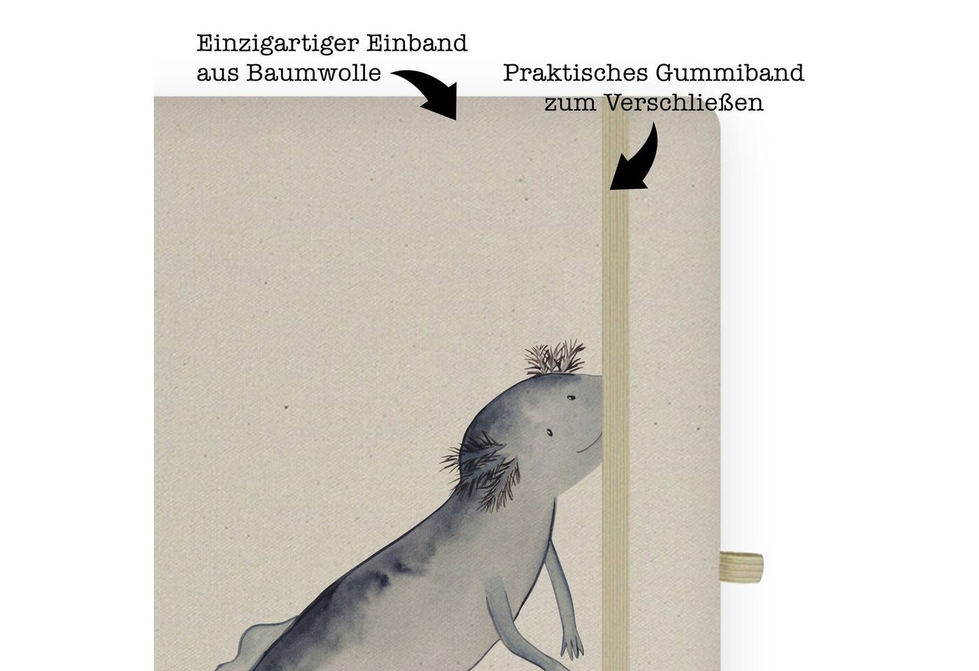 Thumbnail - Mr. & Mrs. Panda Notizbuch Axolotl Schwimmen, Tagebuch, Schreibbuch, Schreibheft, Notizblock, Mr. & Mrs. Panda, Kreativi...