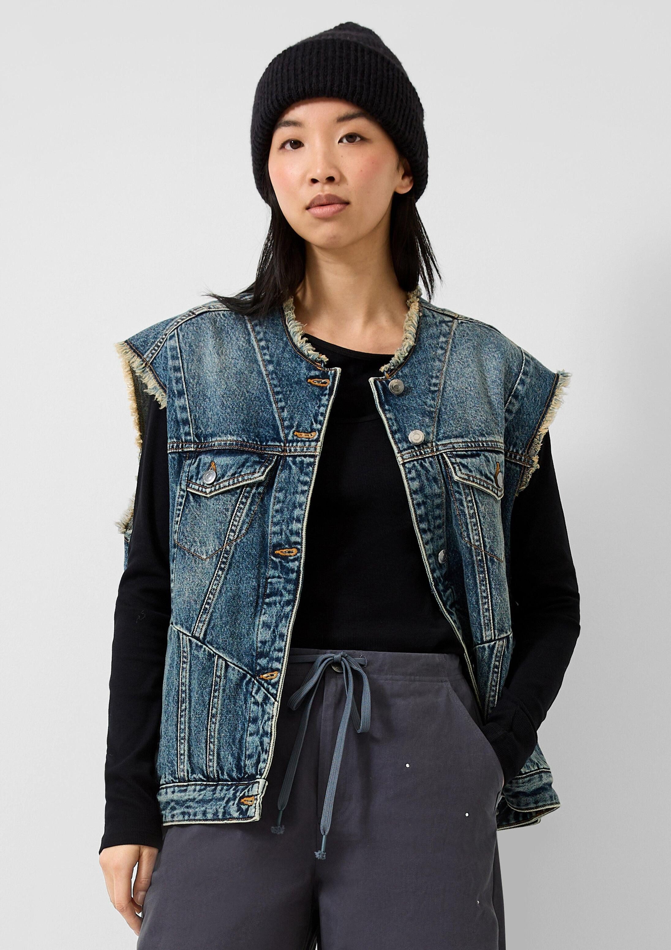 QS Outdoorjacke Indoor-Weste Oversize Denimweste
