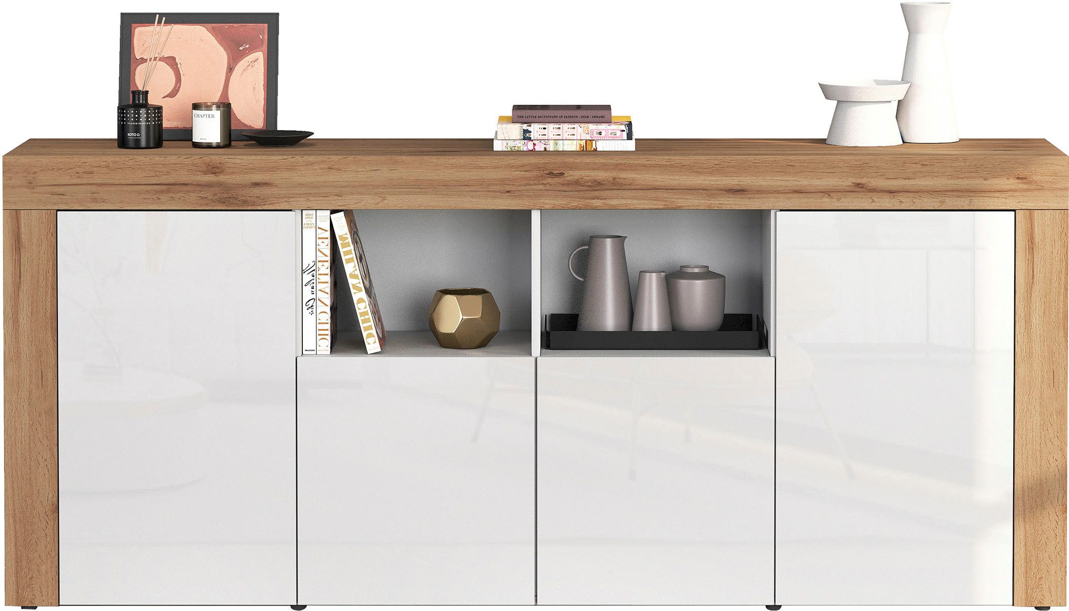INOSIGN Sideboard CHRONOS Breite 200 cm mit 4 Türen, 2 offene und 8 geschlo günstig online kaufen
