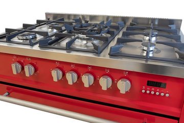 GURARI Gas-Standherd GCH E 911 R+Grillplatte, Gas Elektro Standherd 90 cm/ Range Coocker,121L +Grillplatte