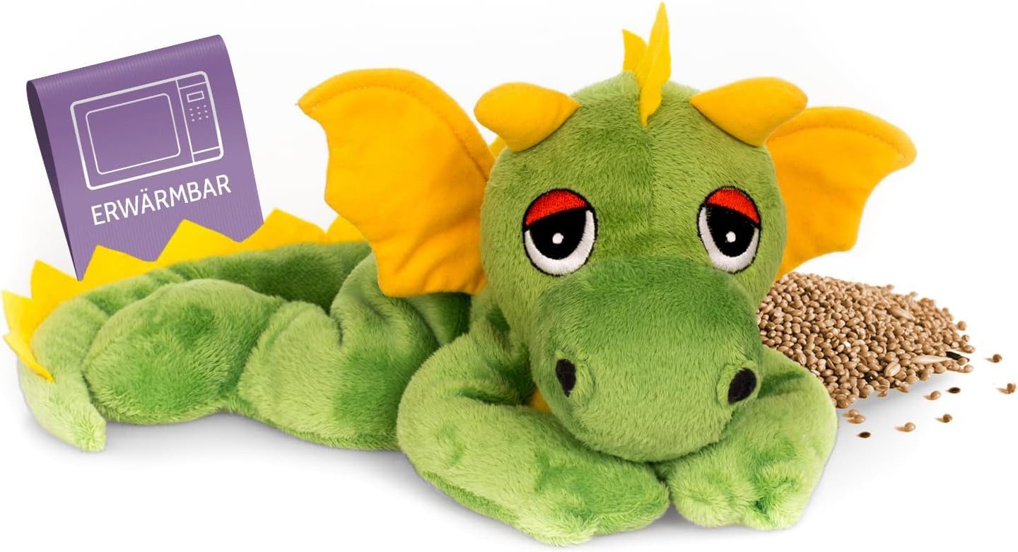 Habibi Plush Wärmekissen Habibi Plush Wärmetier Stofftier 1814 Glücksdrache grün, mit Hirsekörnerfüllung