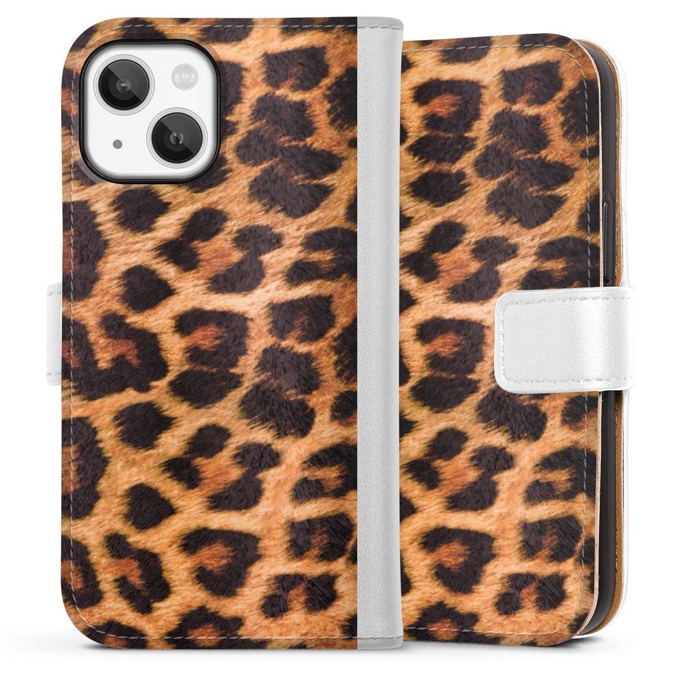 DeinDesign Handyhülle Leopard Fell Animalprint Leo Print, Apple iPhone 13 Mini Hülle Handy Flip Case Wallet Cover