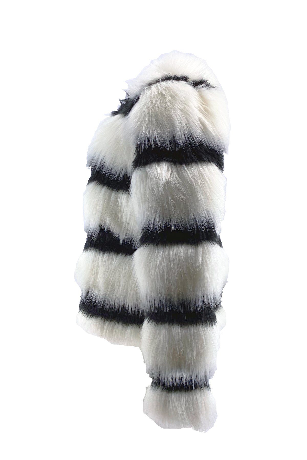 Antonio Cavosi Reißverschluss weiß-schwarz Mehrfarbige mit kuschelige Web-Pelz Fellimitatjacke Jacke