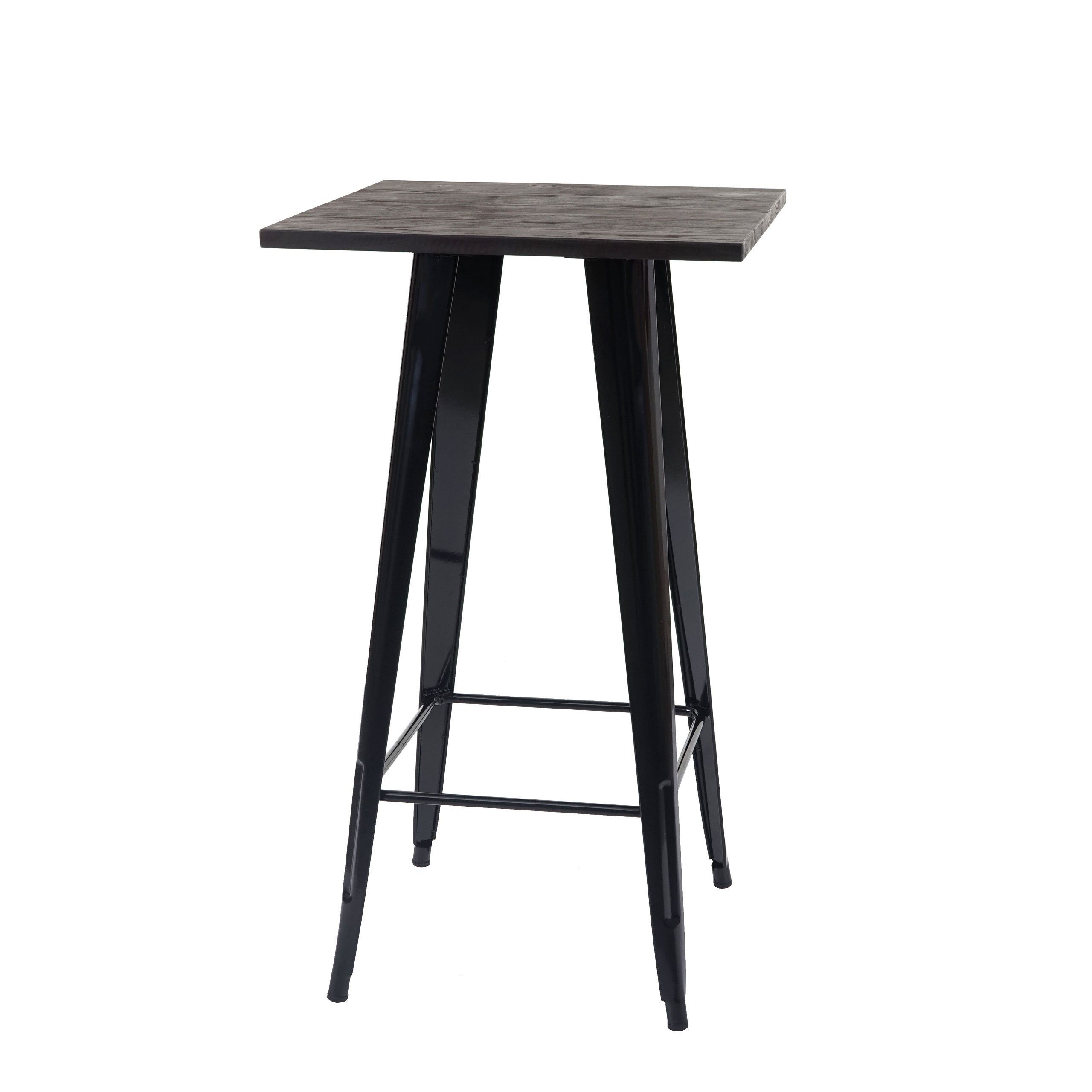 PROREGAL® Bistrotisch Stehtisch mit Holz-Tischplatte 107x60x60cm Metall Schwarz Bistrotisch