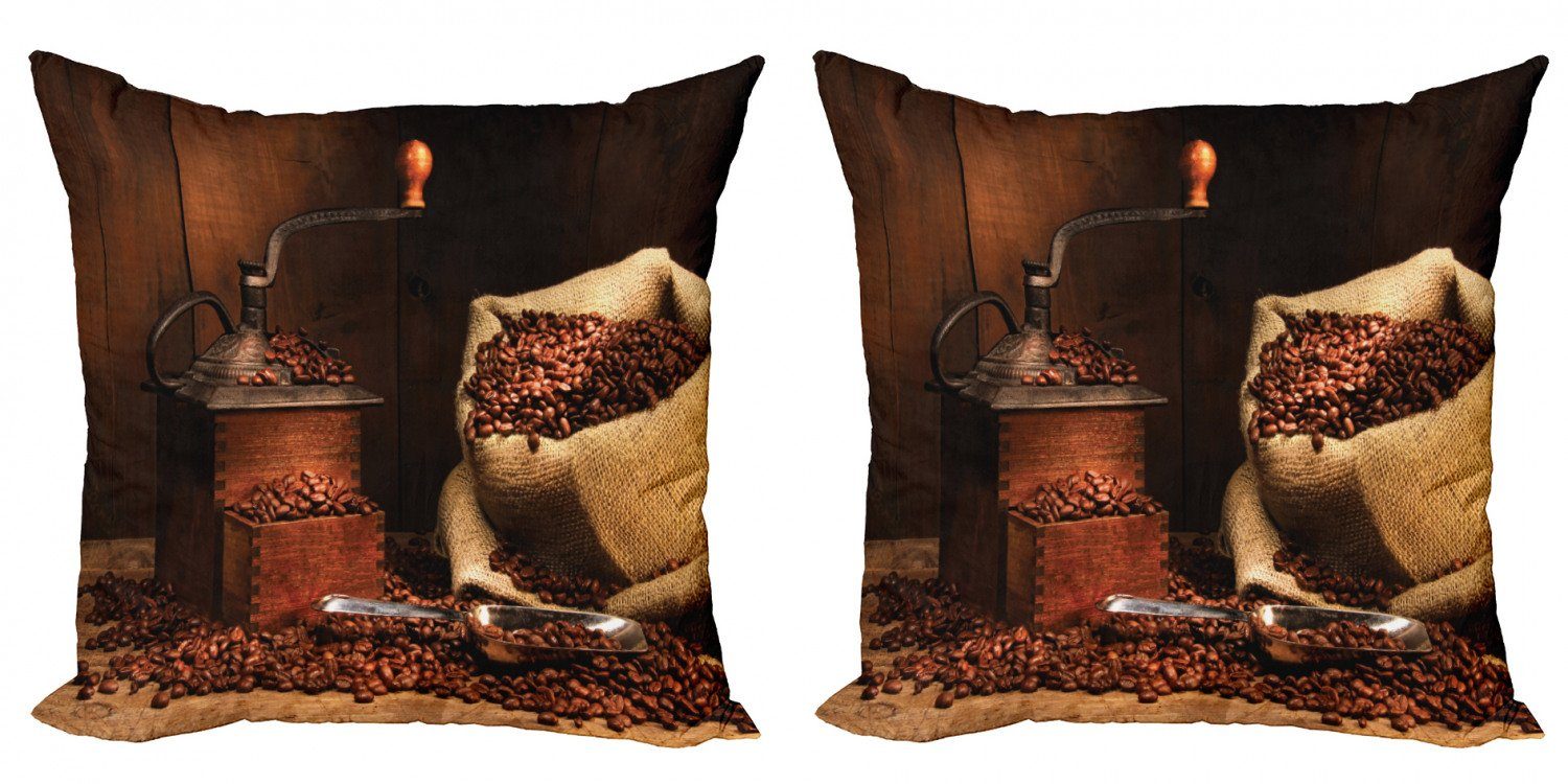 Kissenbezüge Modern Accent Doppelseitiger Digitaldruck, Abakuhaus (2 Stück), Kaffee Grinder Beans in Jutesack