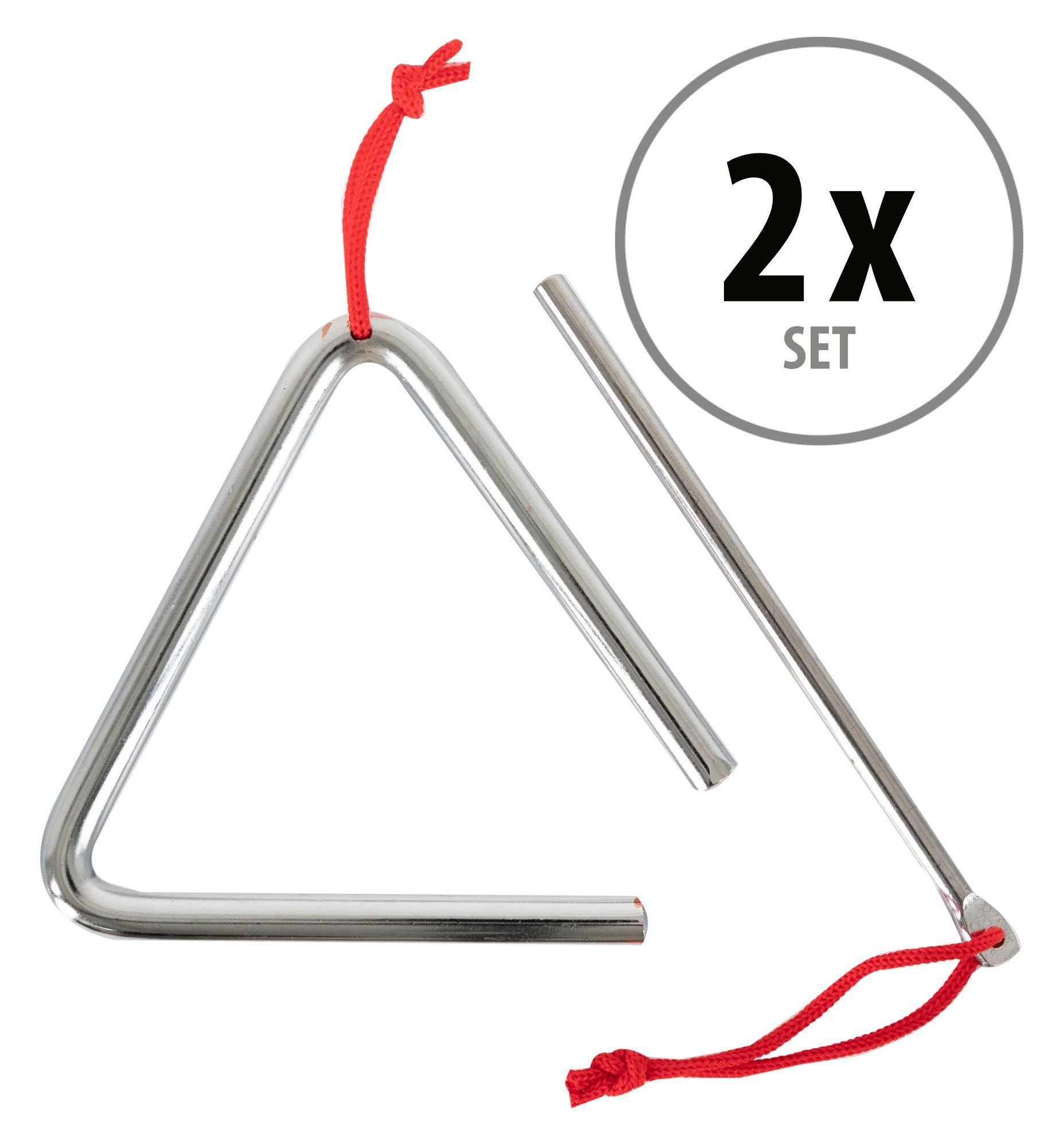 Classic Cantabile Triangel mit Schlägel - Schlaginstrument mit 10cm (4), 4-St., 2 Stück im Spar-Set, Triangle aus Stahl für Kinder und Musikalische Früherziehung