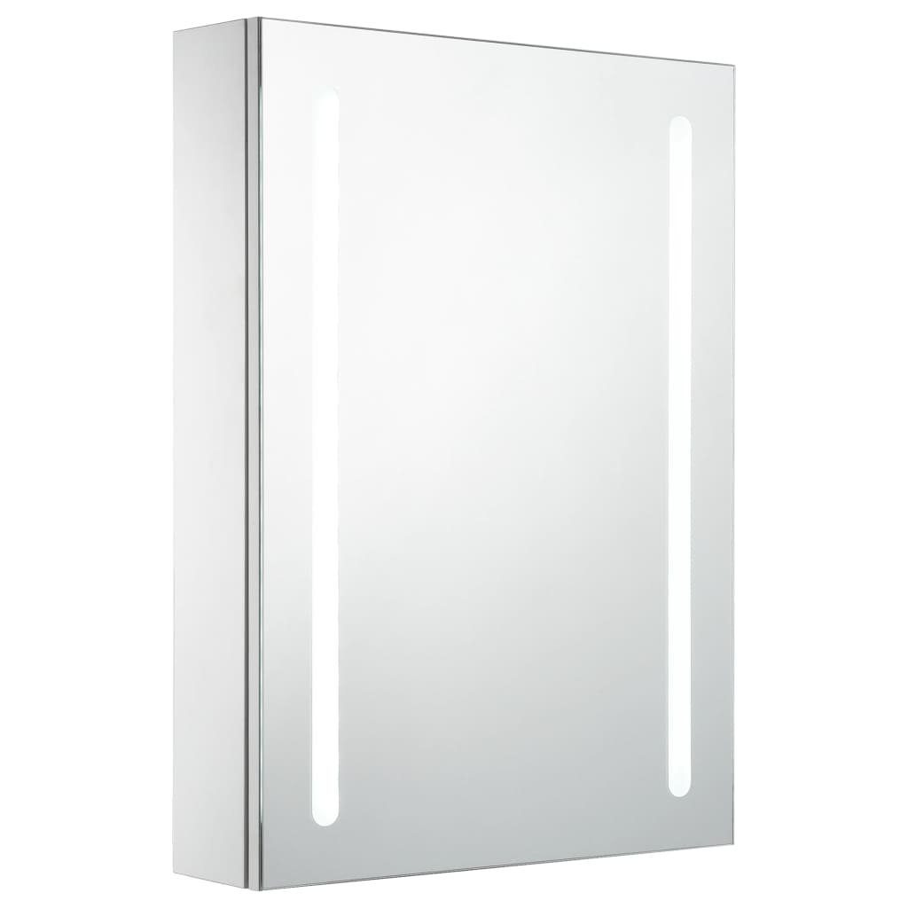 vidaXL Badezimmerspiegelschrank LED-Spiegelschrank cm und (1-St) 50x13x70 silbern weiß
