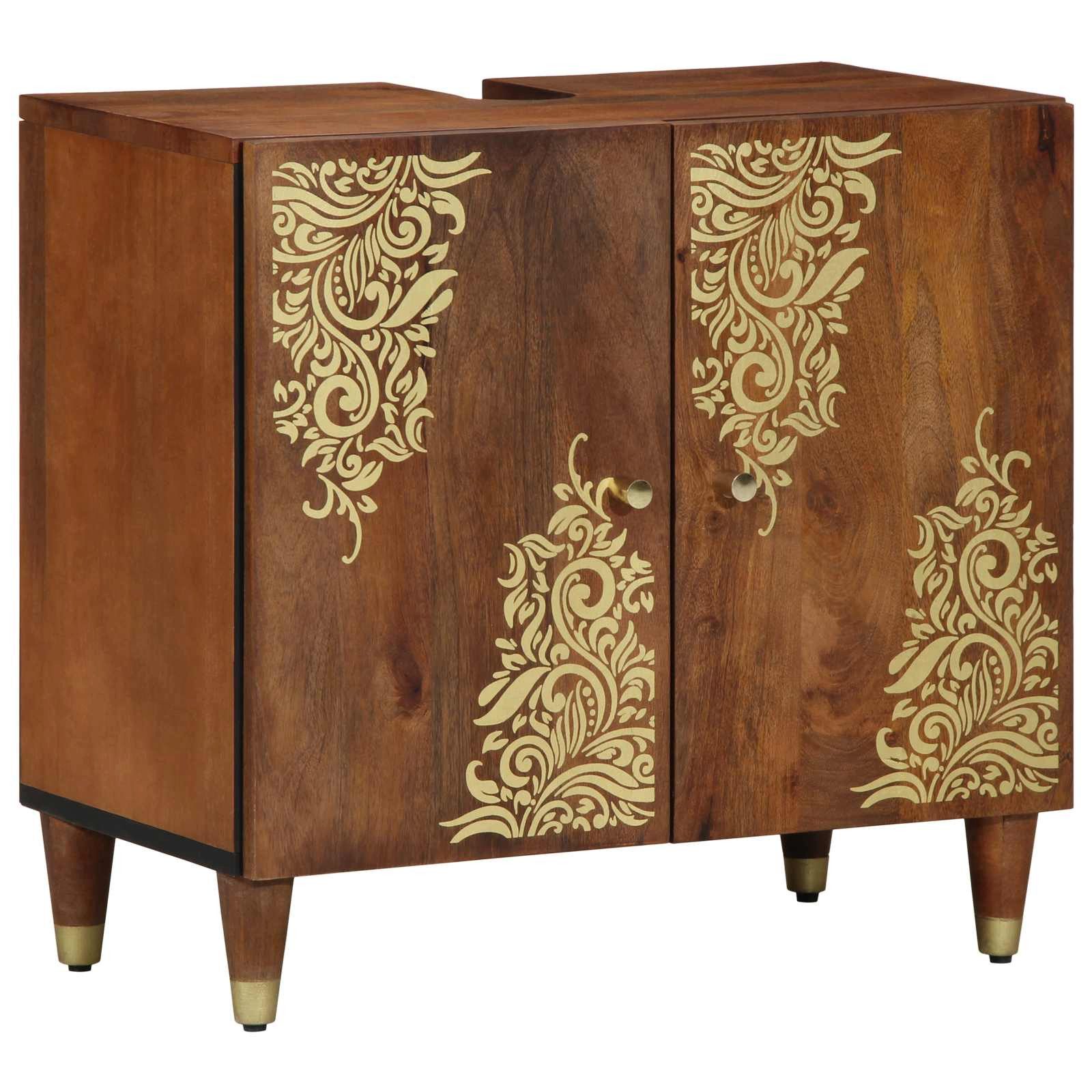 vidaXL Badezimmerspiegelschrank Waschbeckenunterschrank mit Speicher Honigbraun 62 x 33 x 58 cm (1-St)