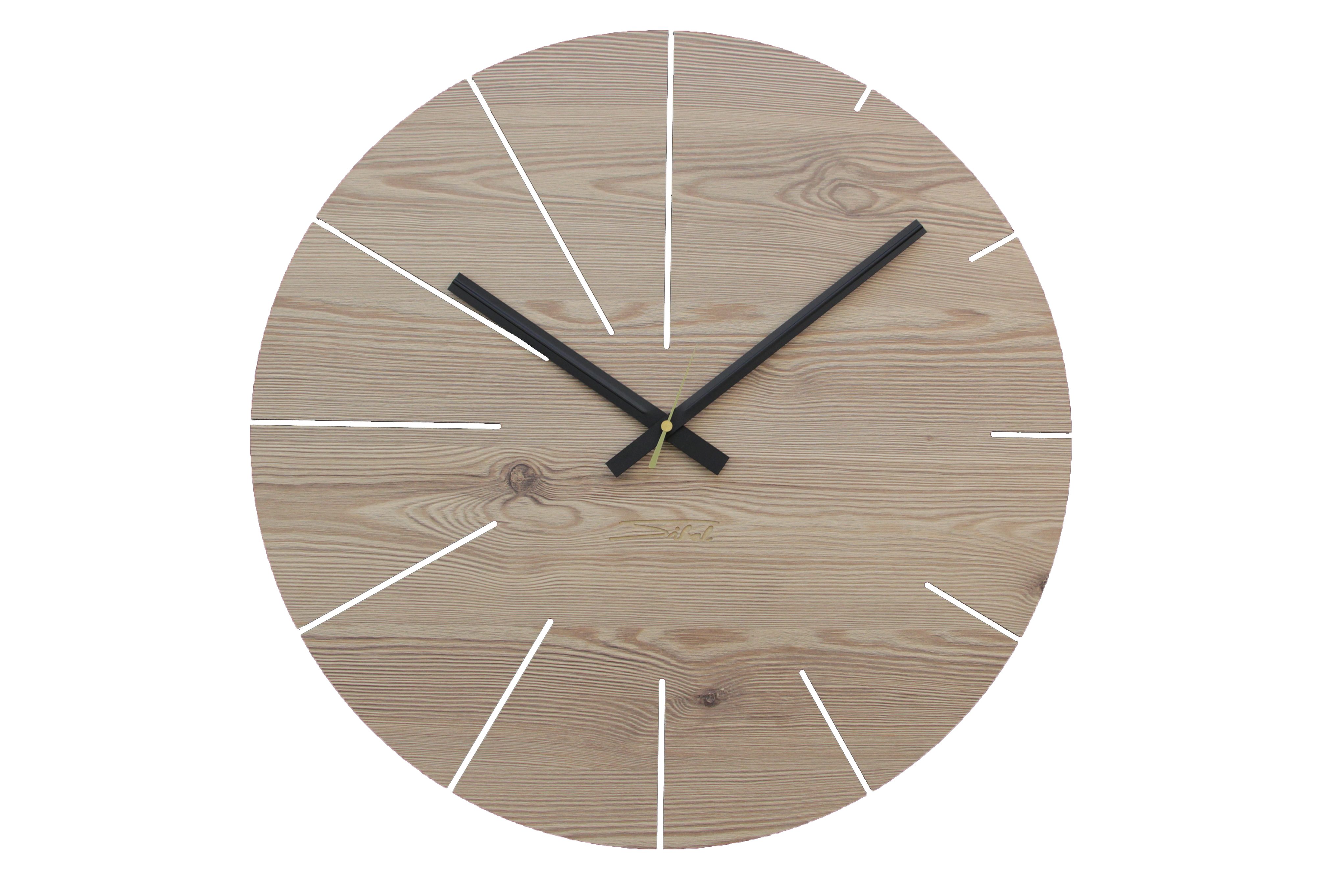Design.Home Uhr SIBAL Wanduhr Berglärche (50cm (geräuschloses "Solaris" Quarzuhrwerk) Durchmesser)