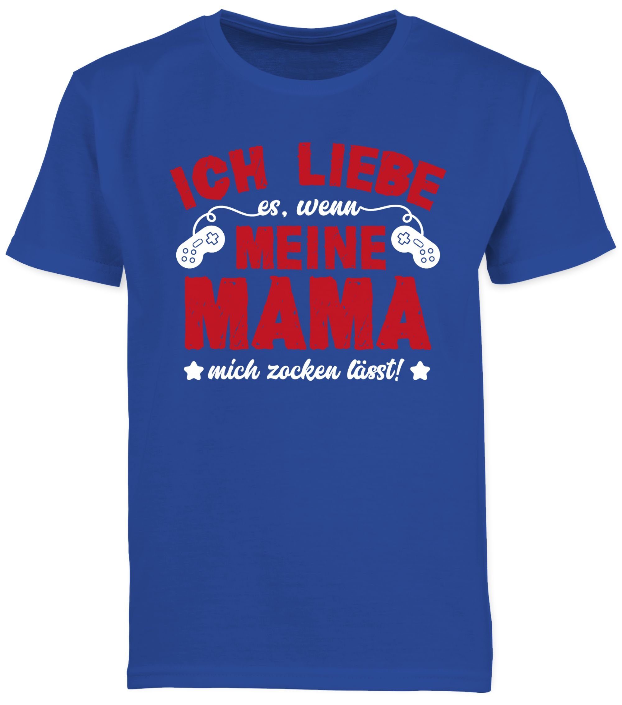 meine Statement Ich 3 Royalblau Shirtracer Mama T-Shirt Kinder liebe - Sprüche weiß/rot