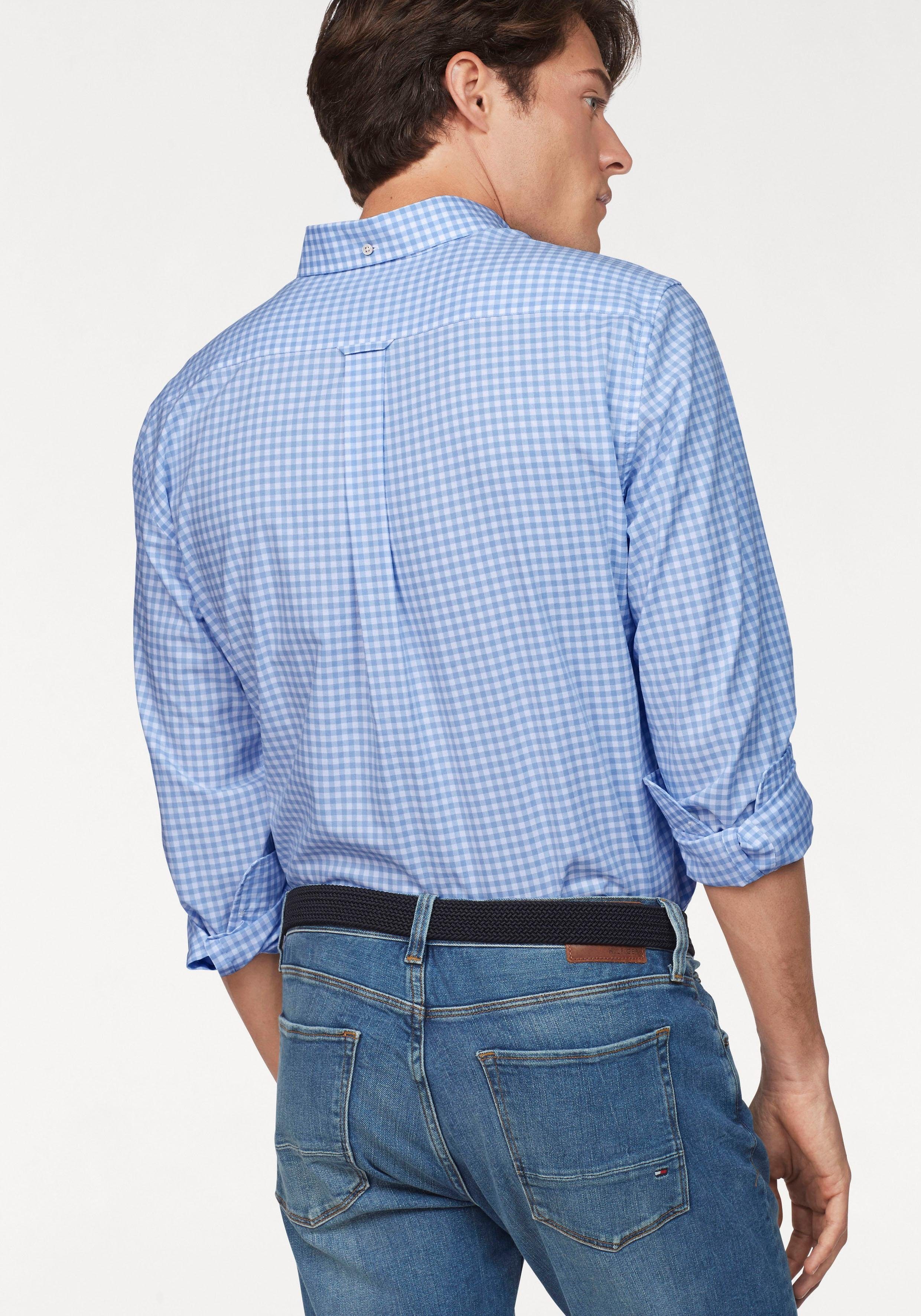 Gingham Gant mit capri Karohemd abgerundetem Saum blue