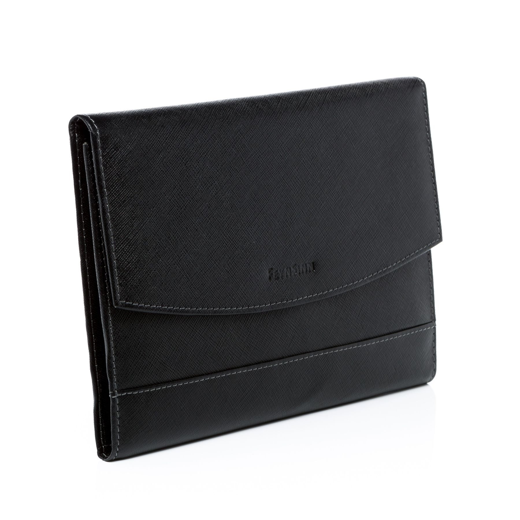FERGÉ Bauchtasche echt Leder Organizer groß Ledertasche schwarz-A5 TODD, Dokumentenmappe Echtleder für Damen & Herren, Schreibmappe schwarz