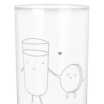 Mr. & Mrs. Panda Glas 400 ml Milch Keks - Transparent - Geschenk, romantisch, Milk, Glas, W, Premium Glas, Lasergravur