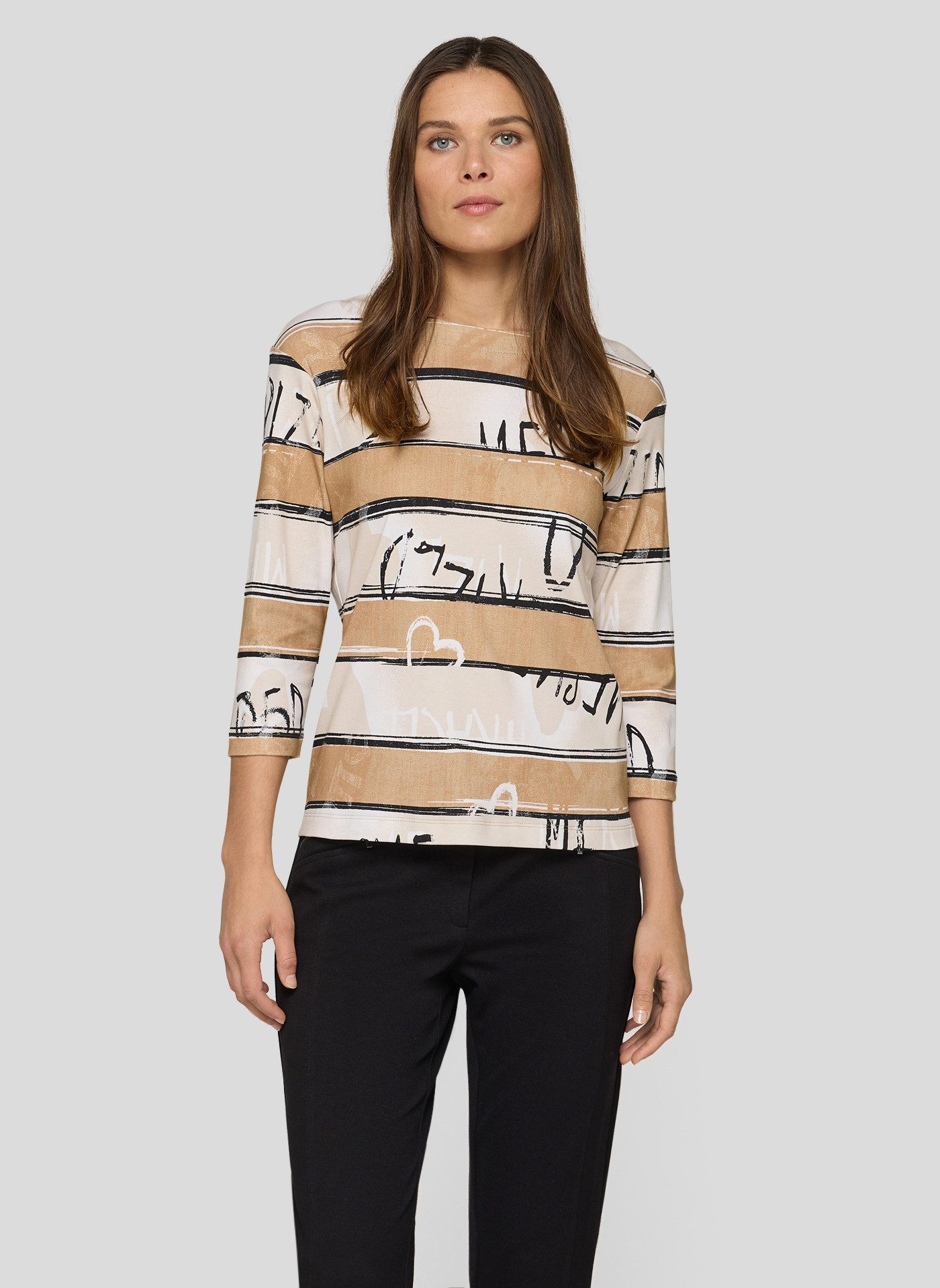 Rabe 3/4-Arm-Shirt mit All-Over Schriftzüge