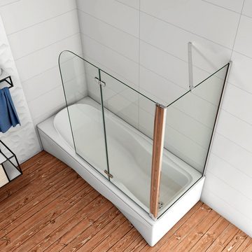 duschspa Badewannenaufsatz Badewannenaufsatz Duschwand mit Seitenwand Faltwand Duschkabine, Einscheibensicherheitsglas, Sicherheitsglas, (Set), Glas