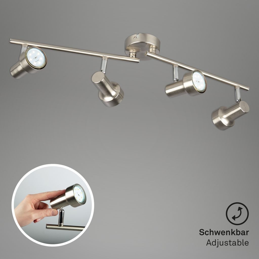 Briloner Leuchten LED Deckenleuchte 2843-042, LED wechselbar, 2700K - Extra-Warmweiß, matt-nickel, GU10, Deckenlampe