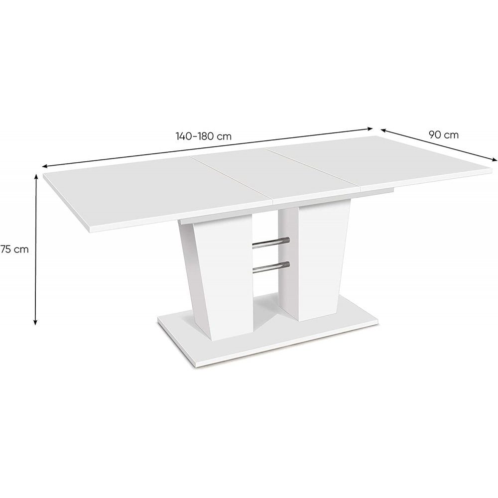 weiss 001353 Esszimmertisch Auszugtisch ca. 140 cm 180 Finori cm Esstisch Breda Esstisch Tisch ausziehbar auf