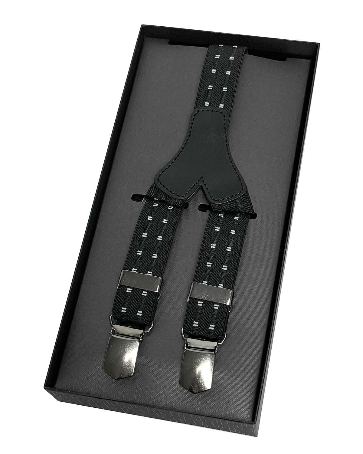 LLOYD Men’s Belts Hosenträger LLOYD-Hosenträger black Lederr-Rückenteil 25 gemustert Clips Gr.120 mm