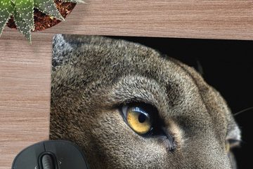 MuchoWow Gaming Mauspad Cougar - Augen - Schwarz (1-St), Mousepad mit Rutschfester Unterseite, Gaming, 40x40 cm, XXL, Großes