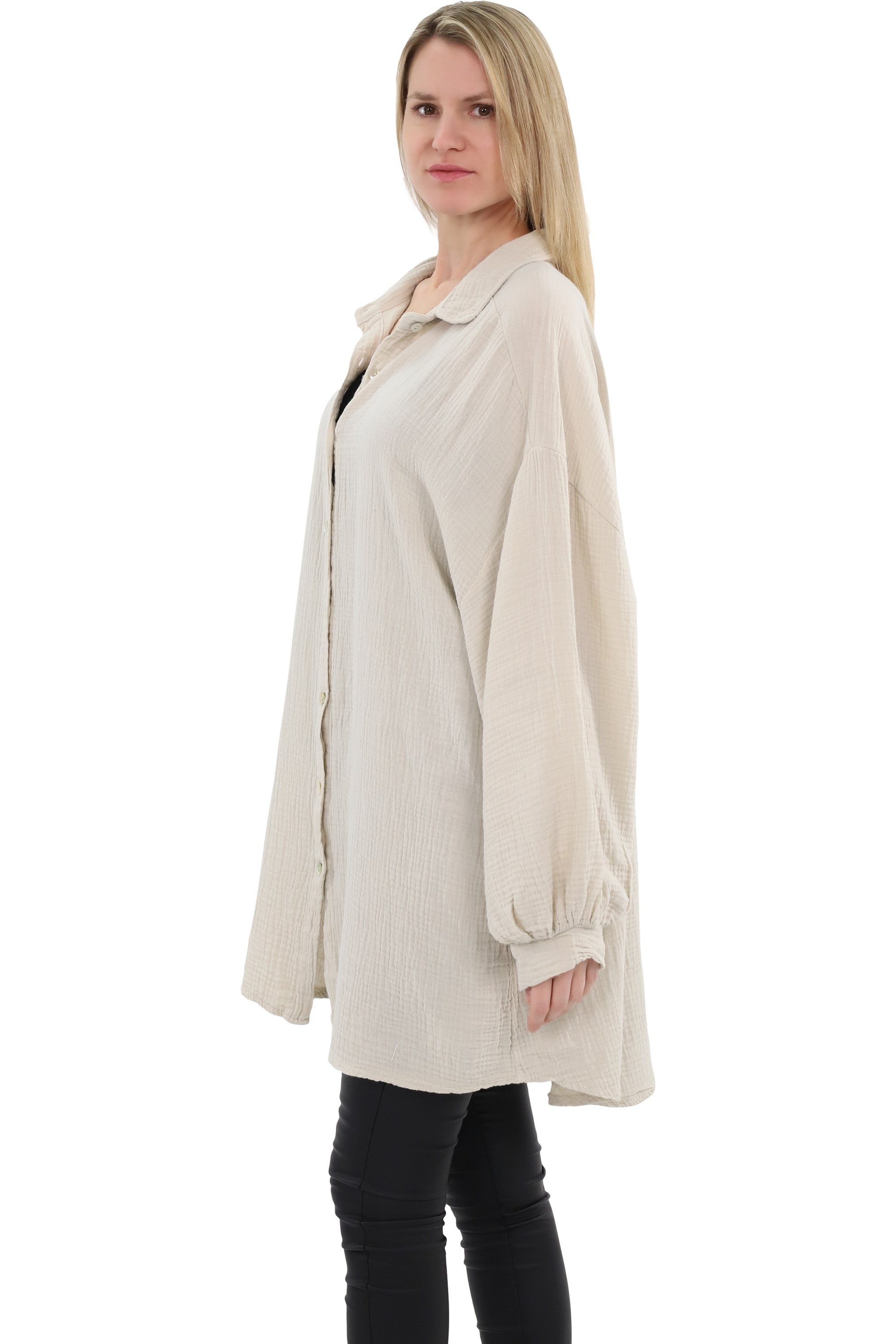 malito more than fashion Hemdbluse malito Damen Musselin Bluse, Oversize Bl günstig online kaufen